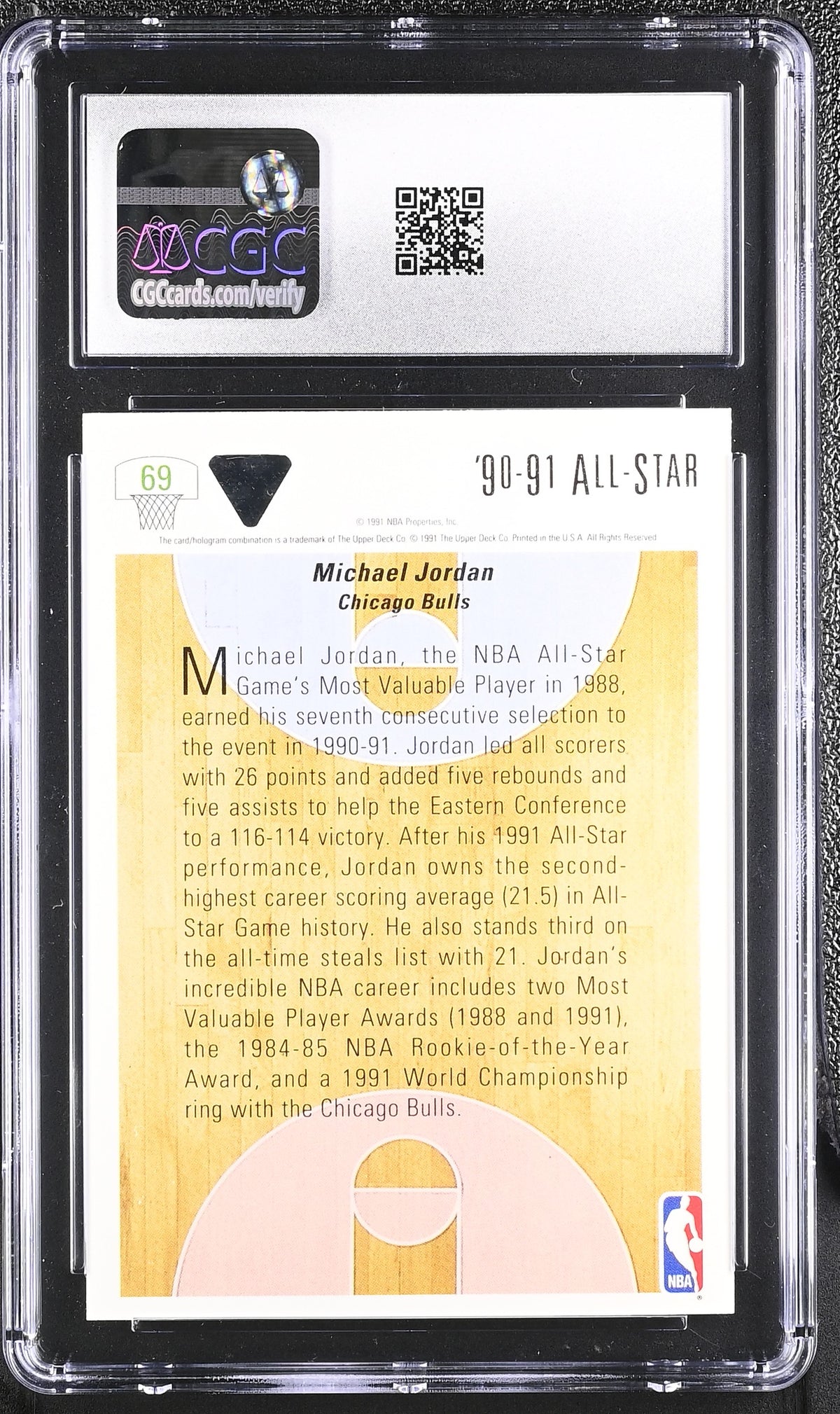 1991-92 Upper Deck Michael Jordan All-Star #69 CGC 8 Chicago Bulls