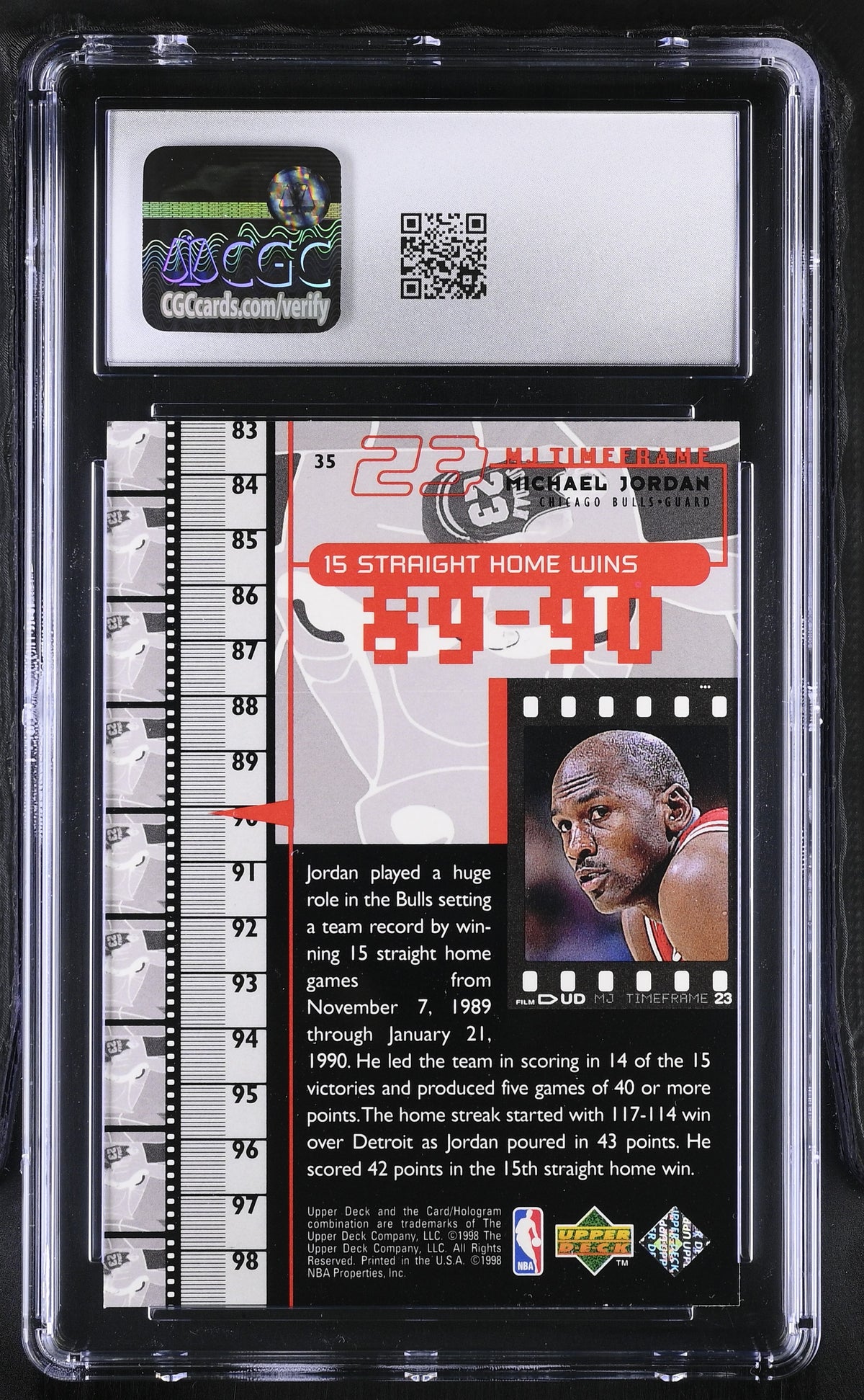 1998 Upper Deck MJ Living Legend Michael Jordan #35 CGC 9 Chicago Bulls