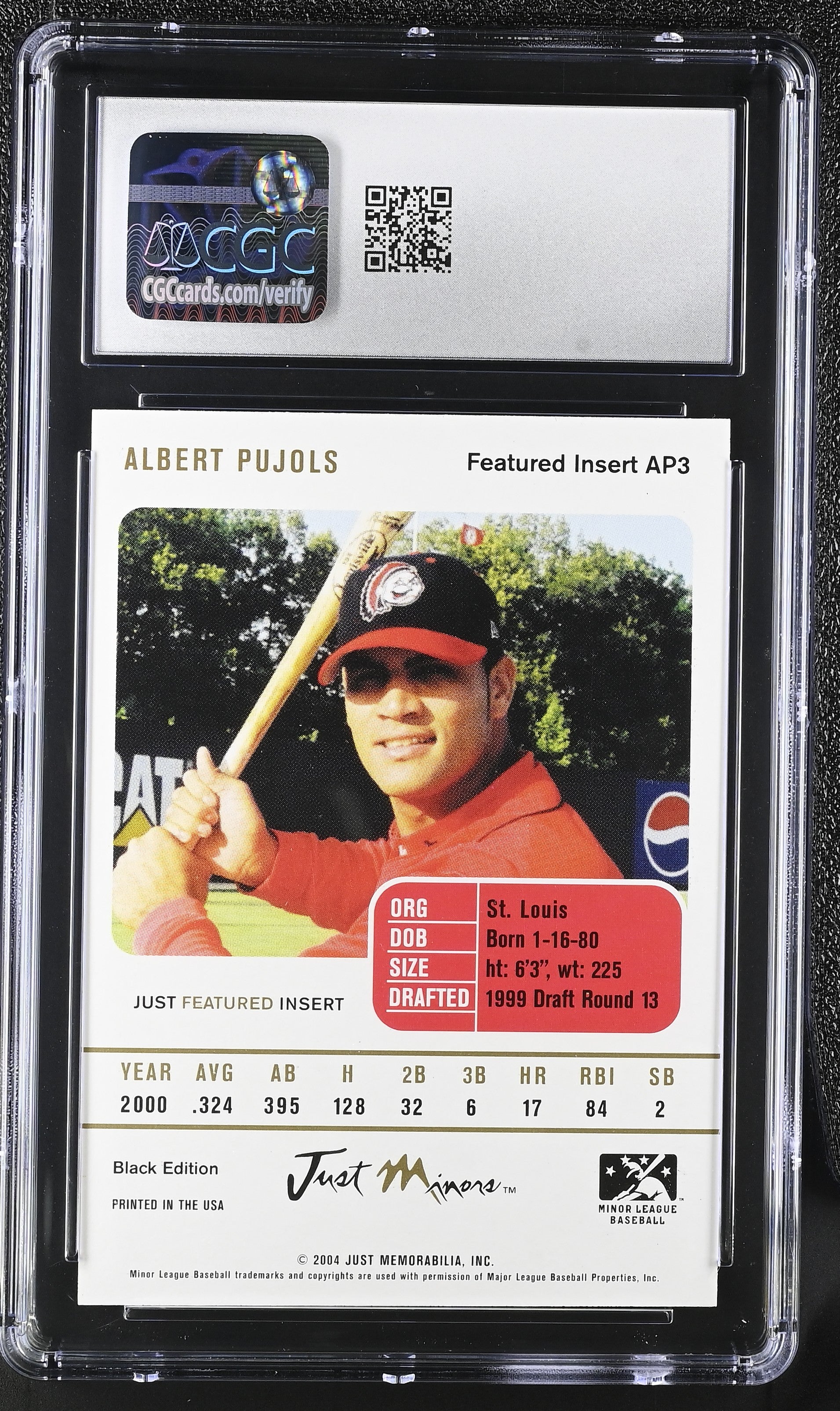 2004 Just Featured Preview Albert Pujols #AP3 Black Pujols Inserts CGC 9