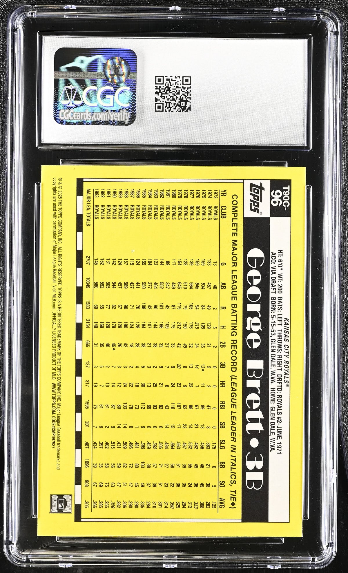 2025 Topps George Brett '90 Silver Pack #T90C-96 CGC 10 Kansas City Royals