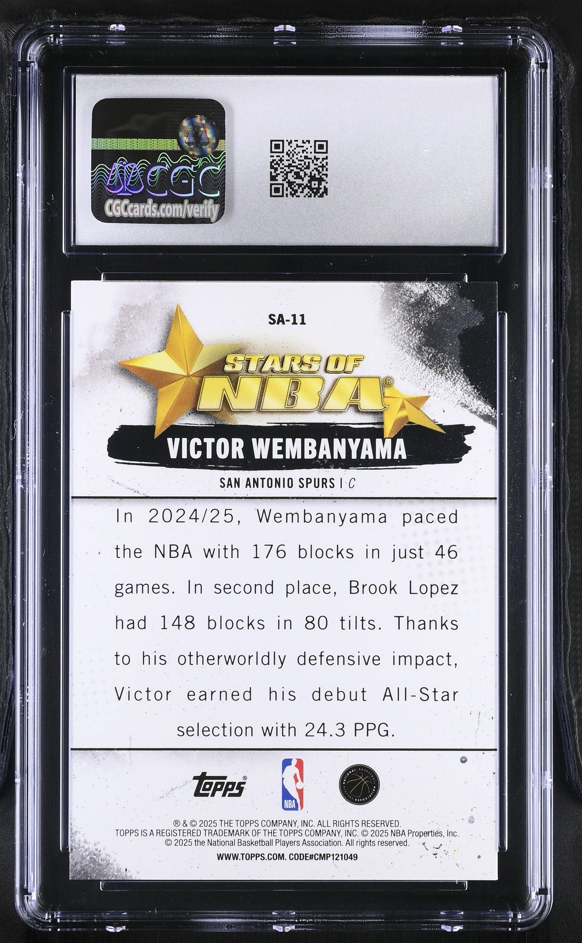 2025-26 Topps Victor Wembanyama Stars of the NBA #SA-11 CGC 9.5 Spurs