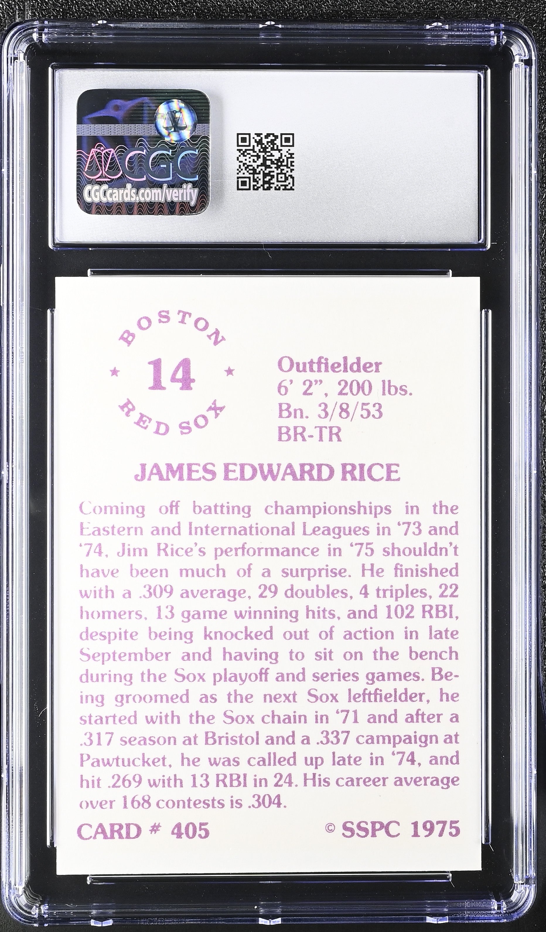 1976 Sspc Jim Rice #405 CGC 9