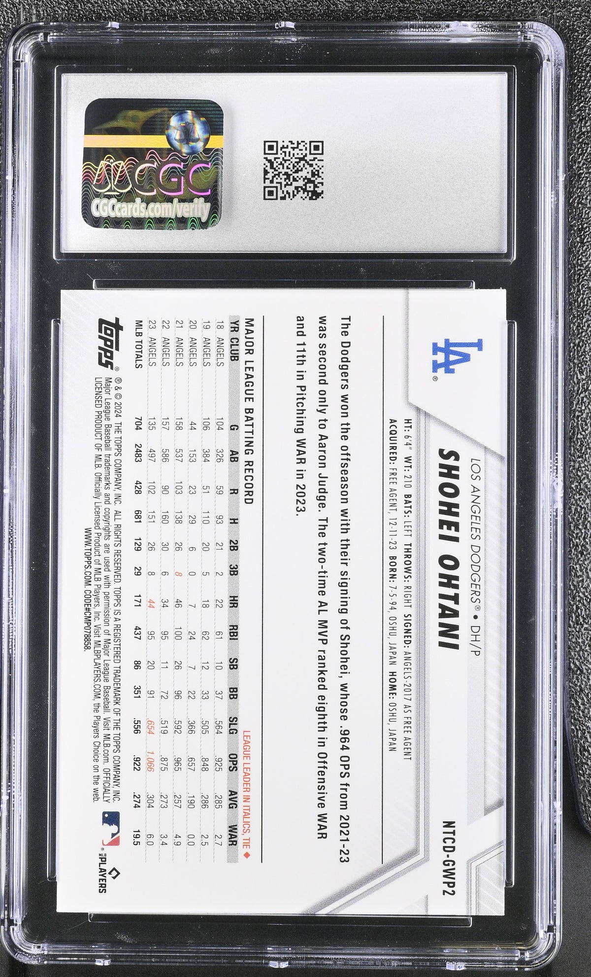 2024 Topps National Trading Card Day Shohei Ohtani #NTCD-GWP2 CGC 10 Dodgers