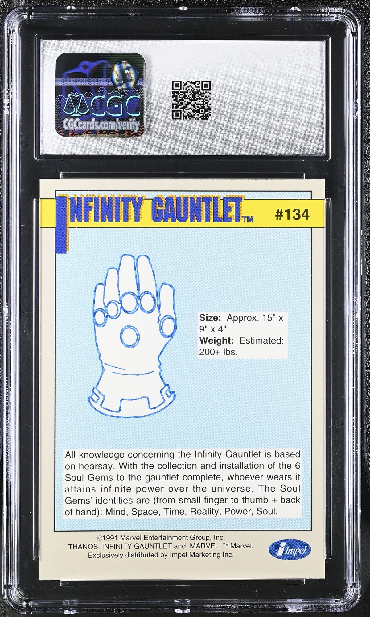 1991 Impel Marvel Universe Series II Infinity Gauntlet #134 Weapons CGC 9.5