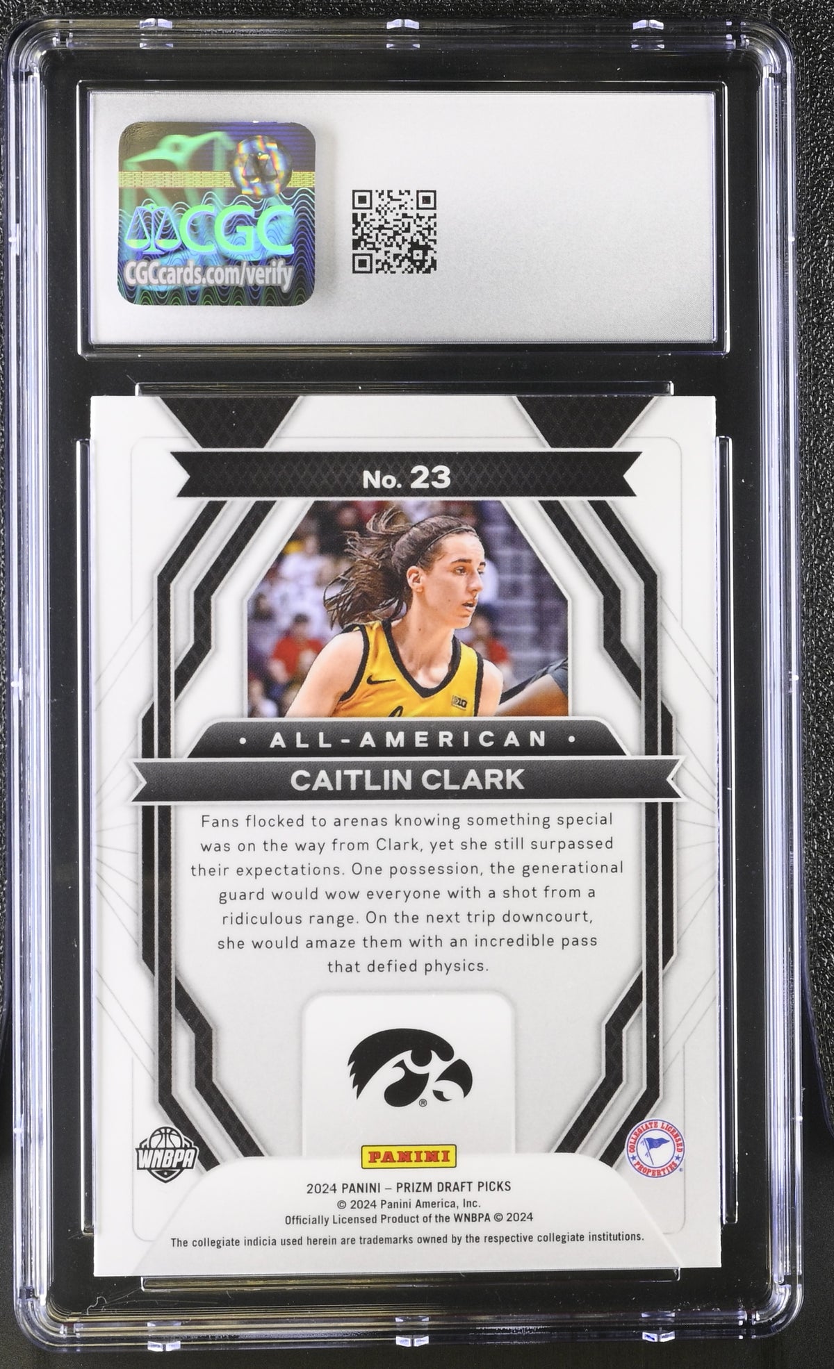 2024 Panini Prizm Draft Picks Caitlin Clark Rookie All-American #23 CGC 9 Iowa