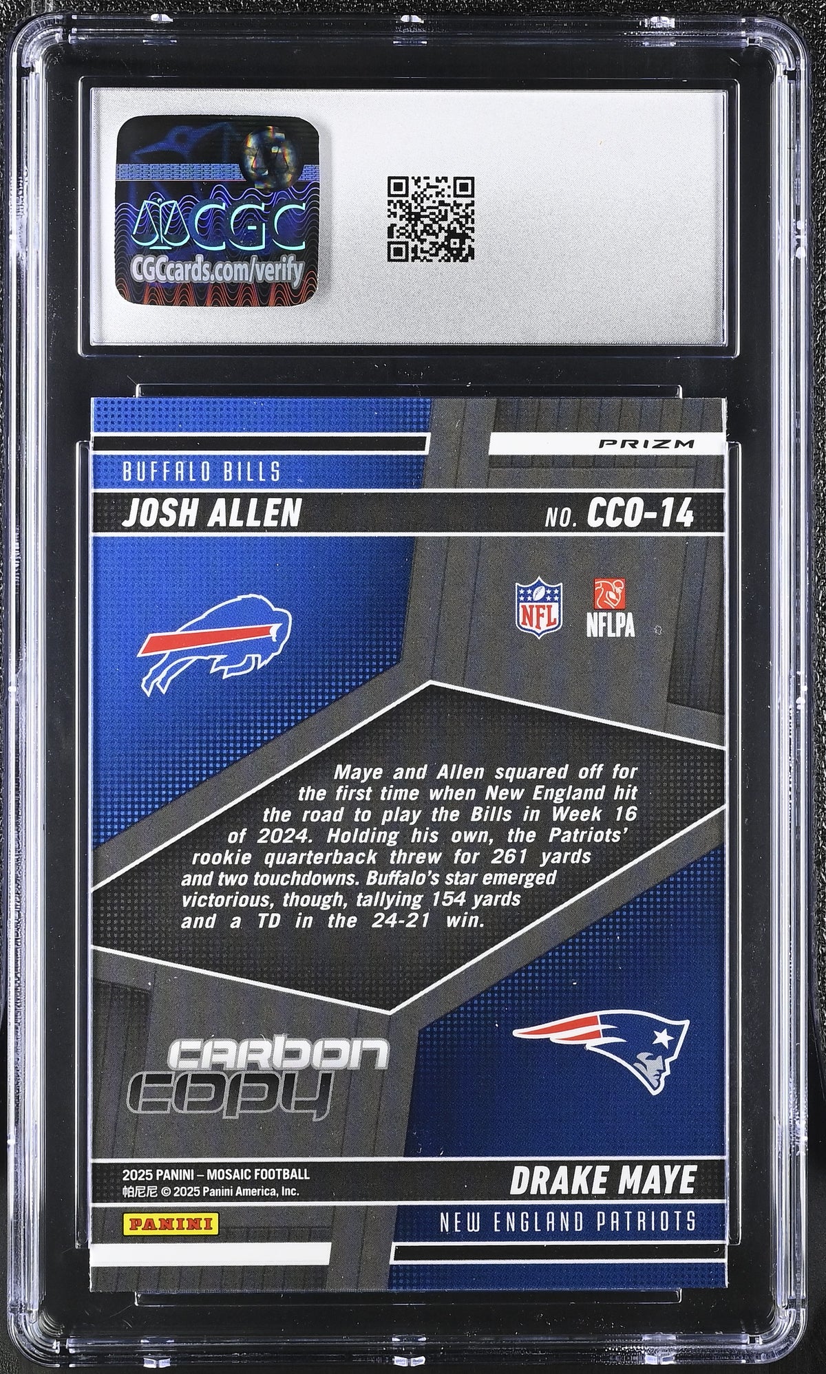 2025 Panini Mosaic Josh Allen/Drake Maye Silver Carbon Copy #CCO-14 CGC 9.5