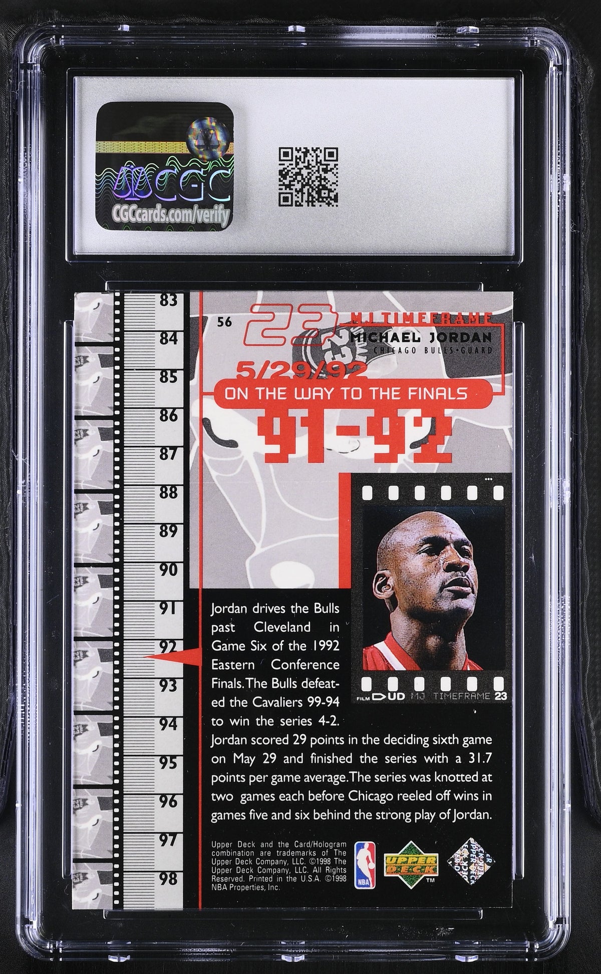 1998 Upper Deck MJ Living Legend Michael Jordan #56 CGC 9 Chicago Bulls