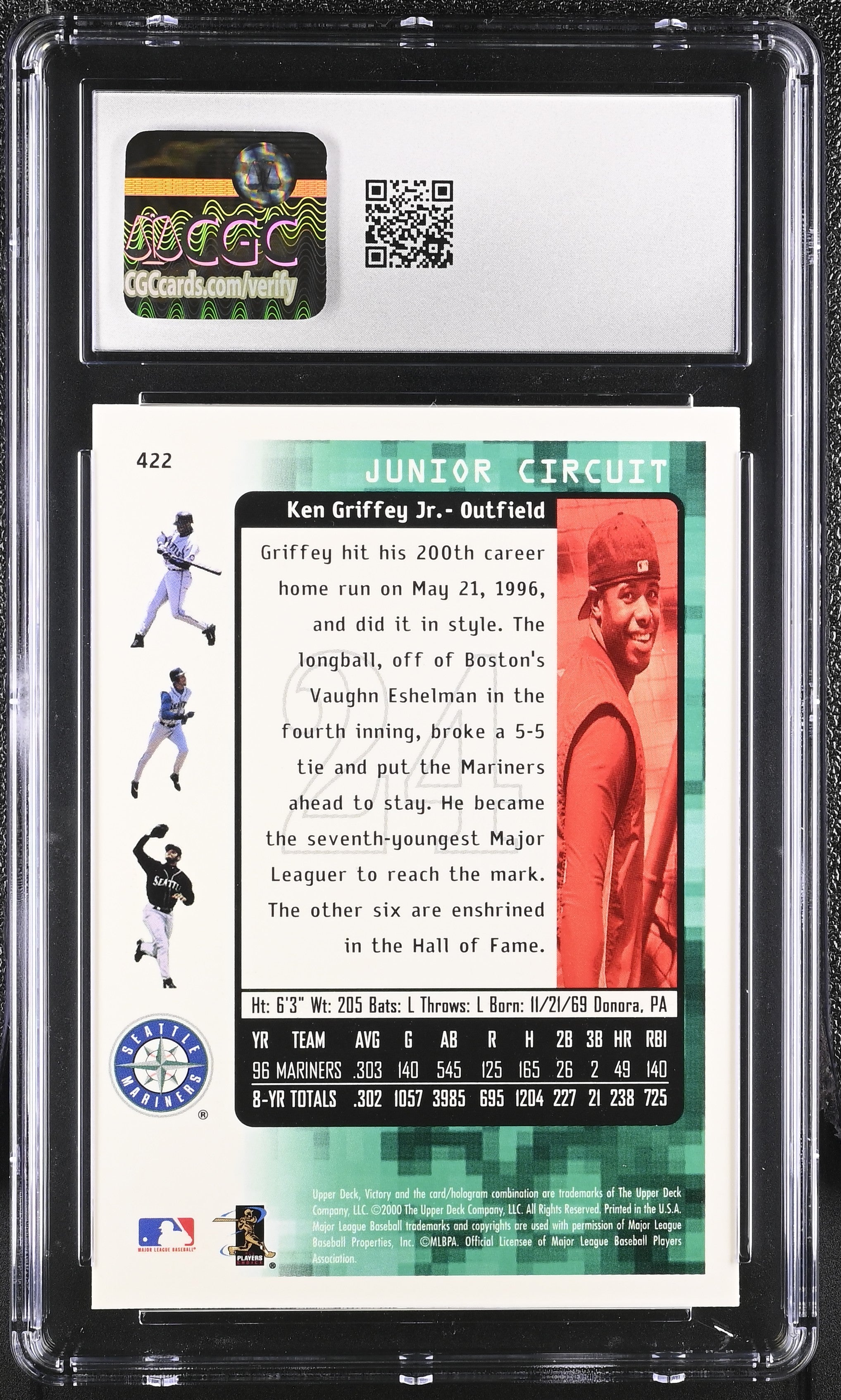2000 Upper Deck Victory Ken Griffey Jr. #422 CGC 9.5