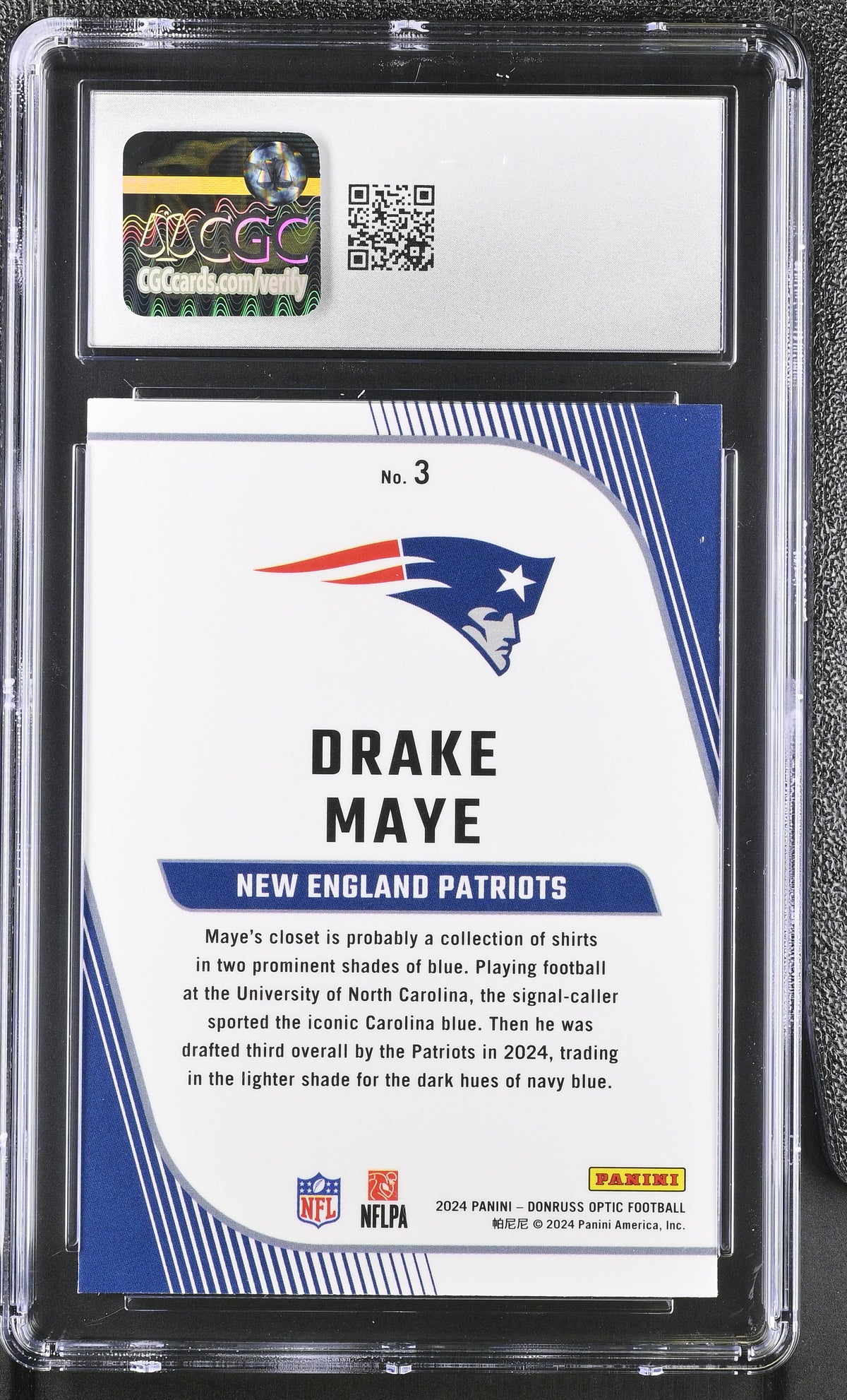 2024 Donruss Optic Drake Maye Rookie Primary Colors #3 CGC 10 Patriots