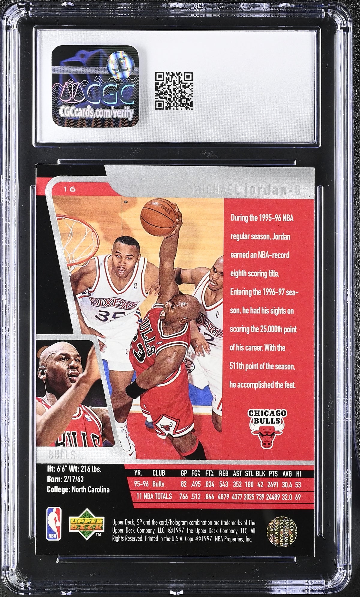 1996-97 SP Michael Jordan #16 CGC 9 Chicago Bulls