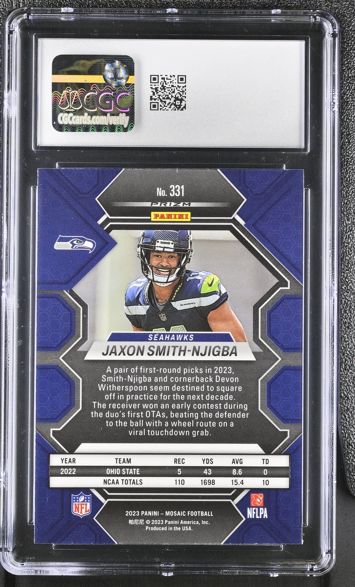 2023 Panini Mosaic Jaxon Smith-Njigba Mosaic Rookie #331 CGC 10 Seattle Seahawks