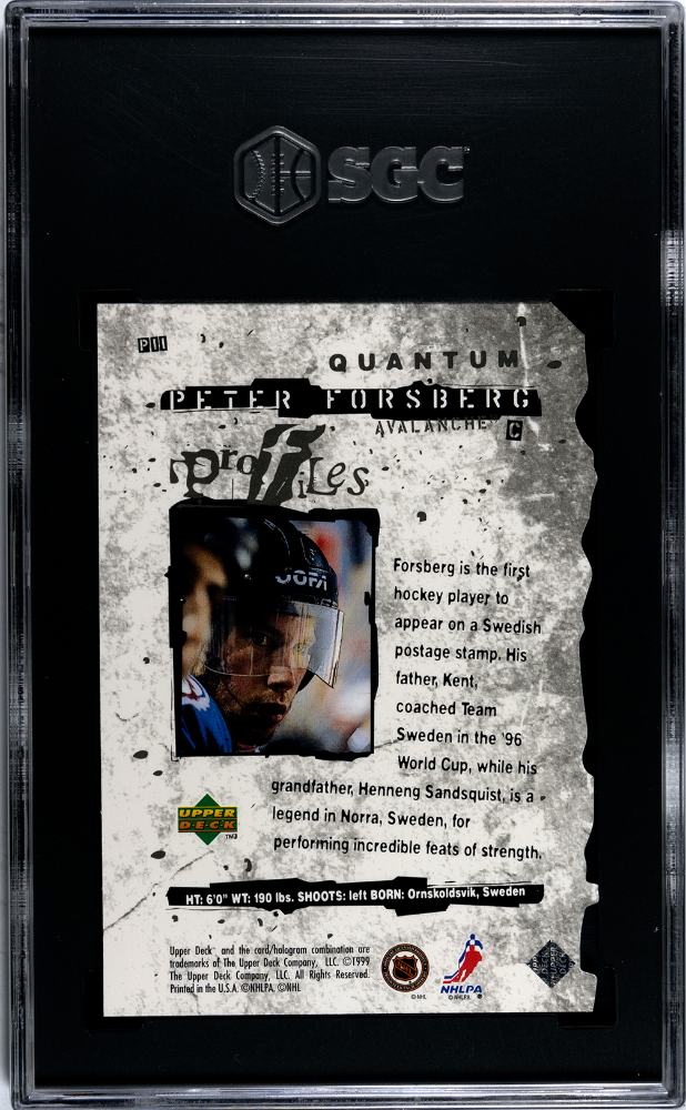 1998 -99 Upper Deck Peter Forsberg Profiles Quantum Silver /1500 #P11 SGC 9.5