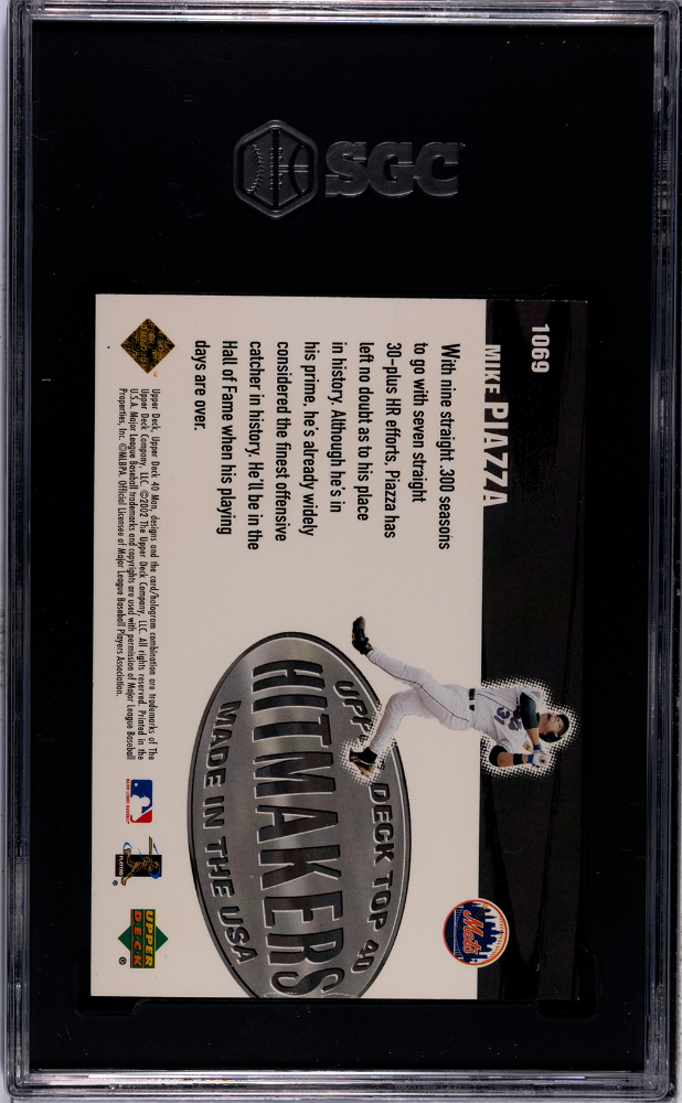 2002 Upper Deck 40 Man Mike Piazza Electric Rainbow /40 #1069 SGC 9 Mets