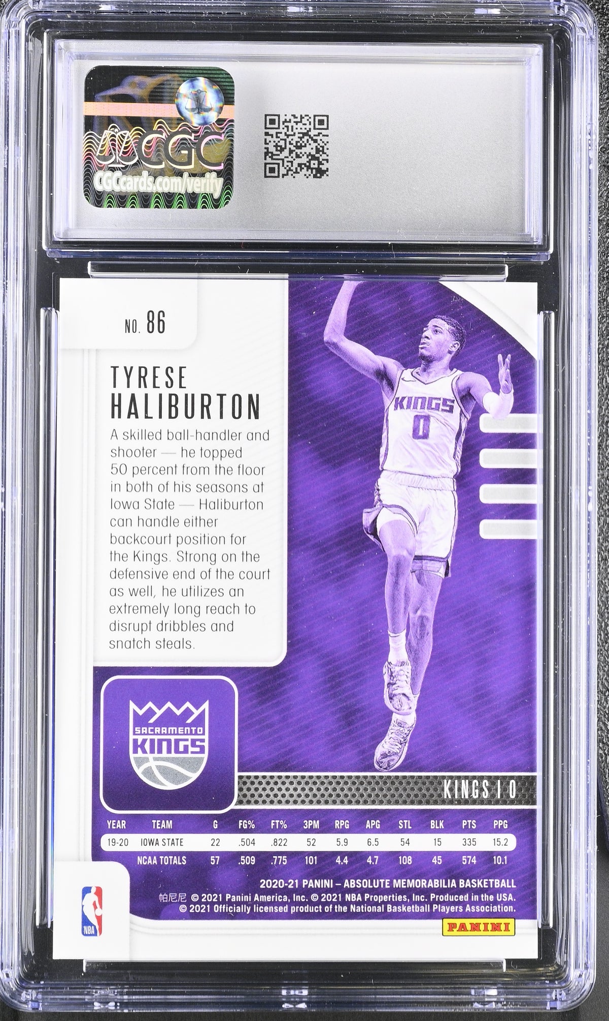 2020-21 Panini Absolute Memorabilia Tyrese Haliburton Rookie #86 CGC 10 Kings
