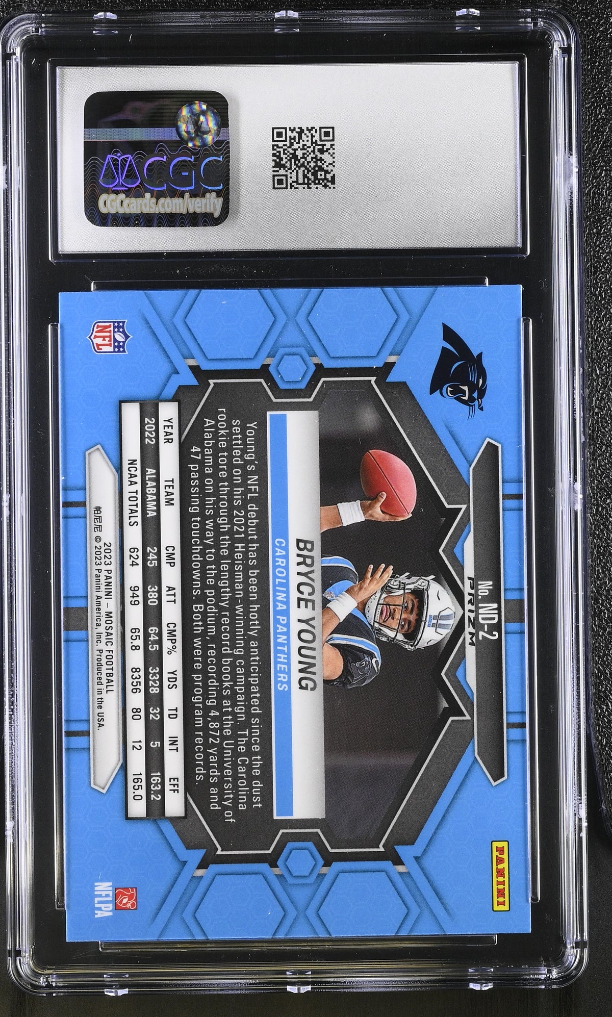 2023 Panini Mosaic Bryce Young Silver Rookie NFL Debut #ND-2 CGC 9 Panthers