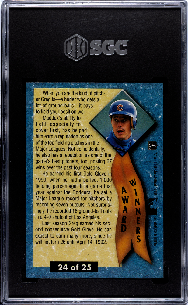 1992 Fleer Ultra Greg Maddux #24 Award Winner SGC 8.5