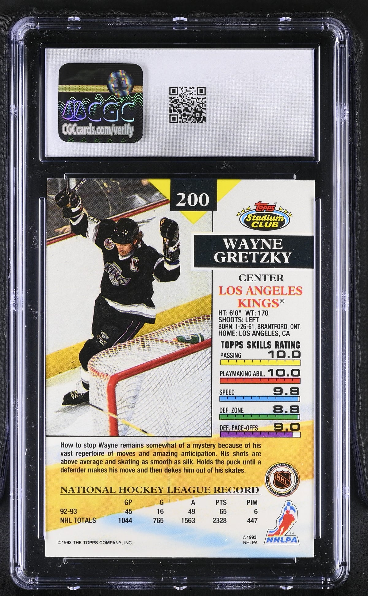 1993-94 Stadium Club Wayne Gretzky #200 CGC 9.5 Los Angeles Kings