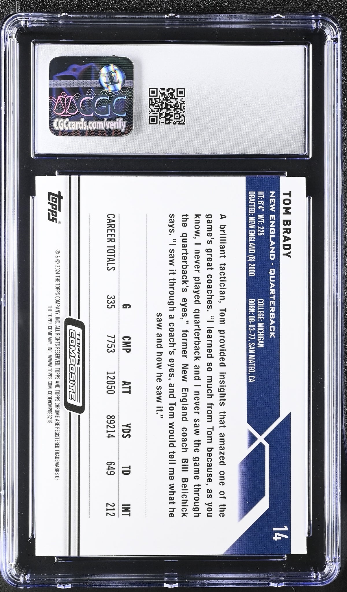 2023 Topps Composite Tom Brady Chrome #14 CGC 9.5 New England Patriots