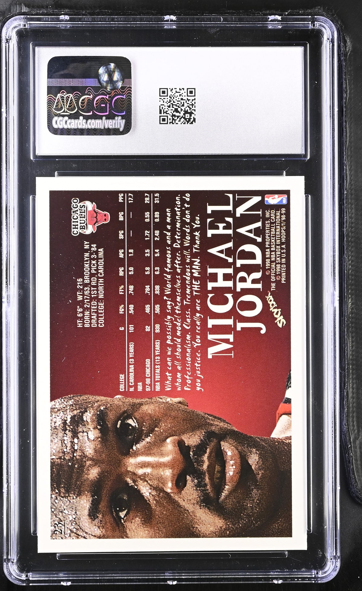 1998-99 Hoops Michael Jordan #23 CGC 9.5 Chicago Bulls