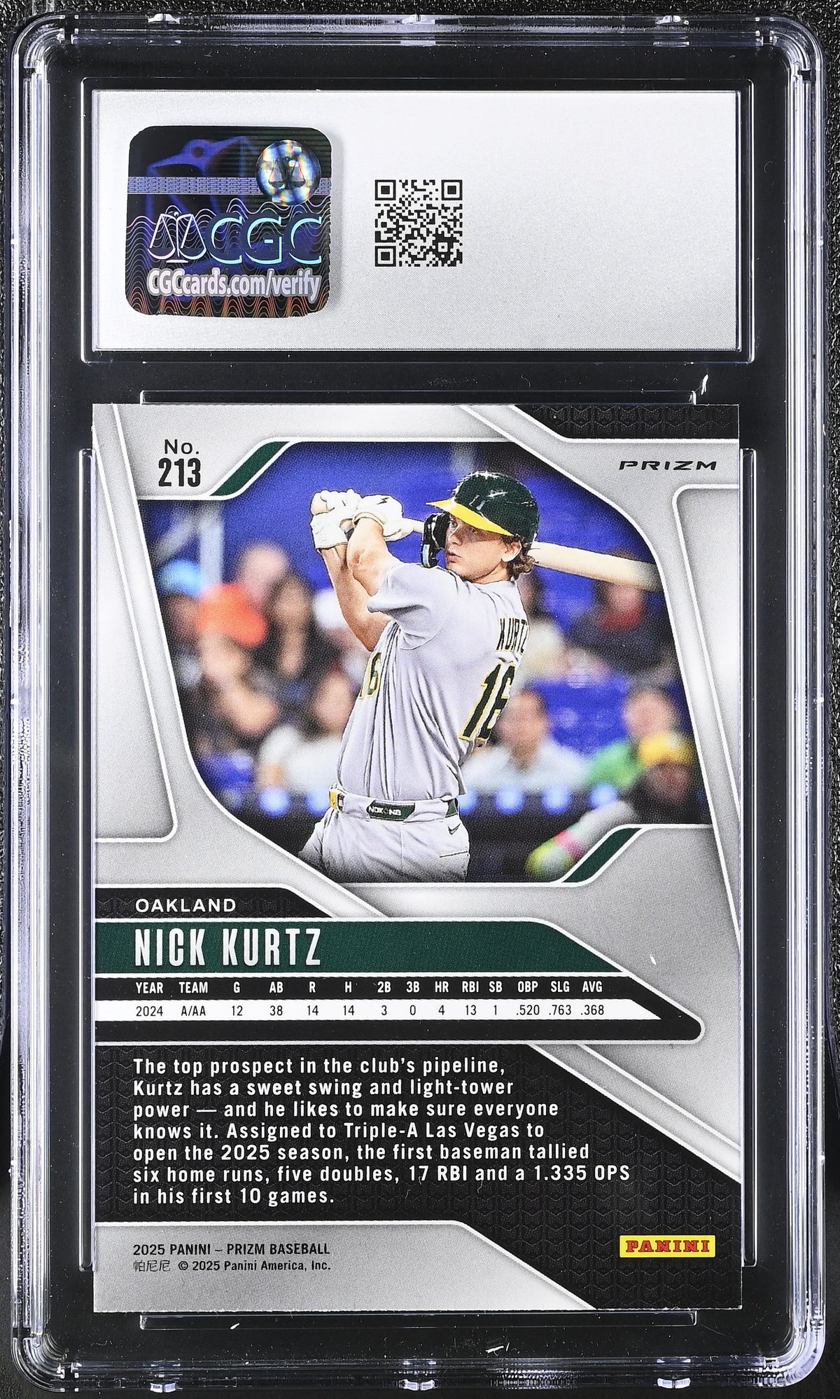 2025 Panini Prizm Nick Kurtz Ruby Wave Rookie #213 CGC 9 Oakland Athletics