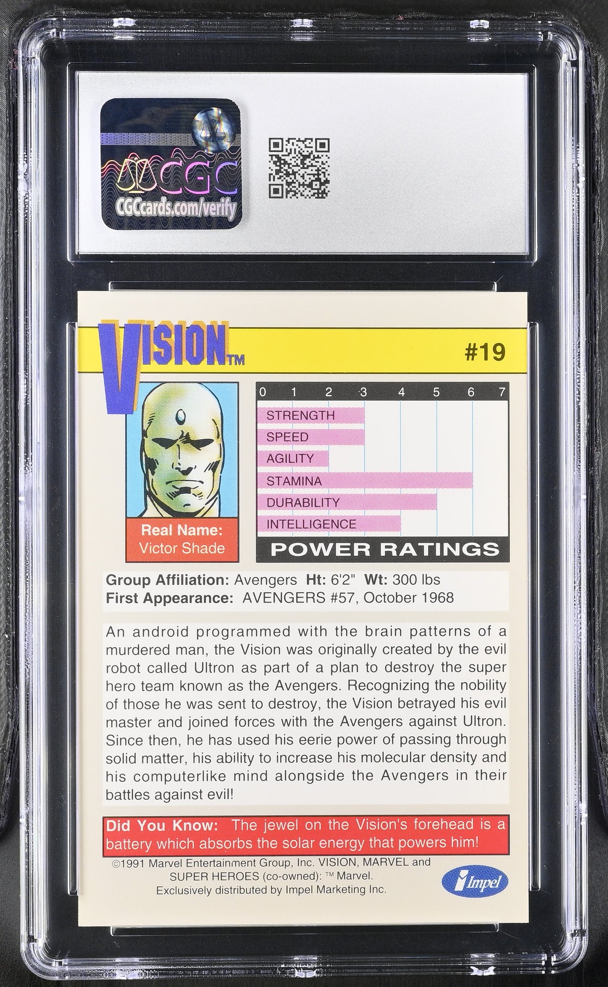 1991 Impel Marvel Universe Series II Vision #19 CGC 10