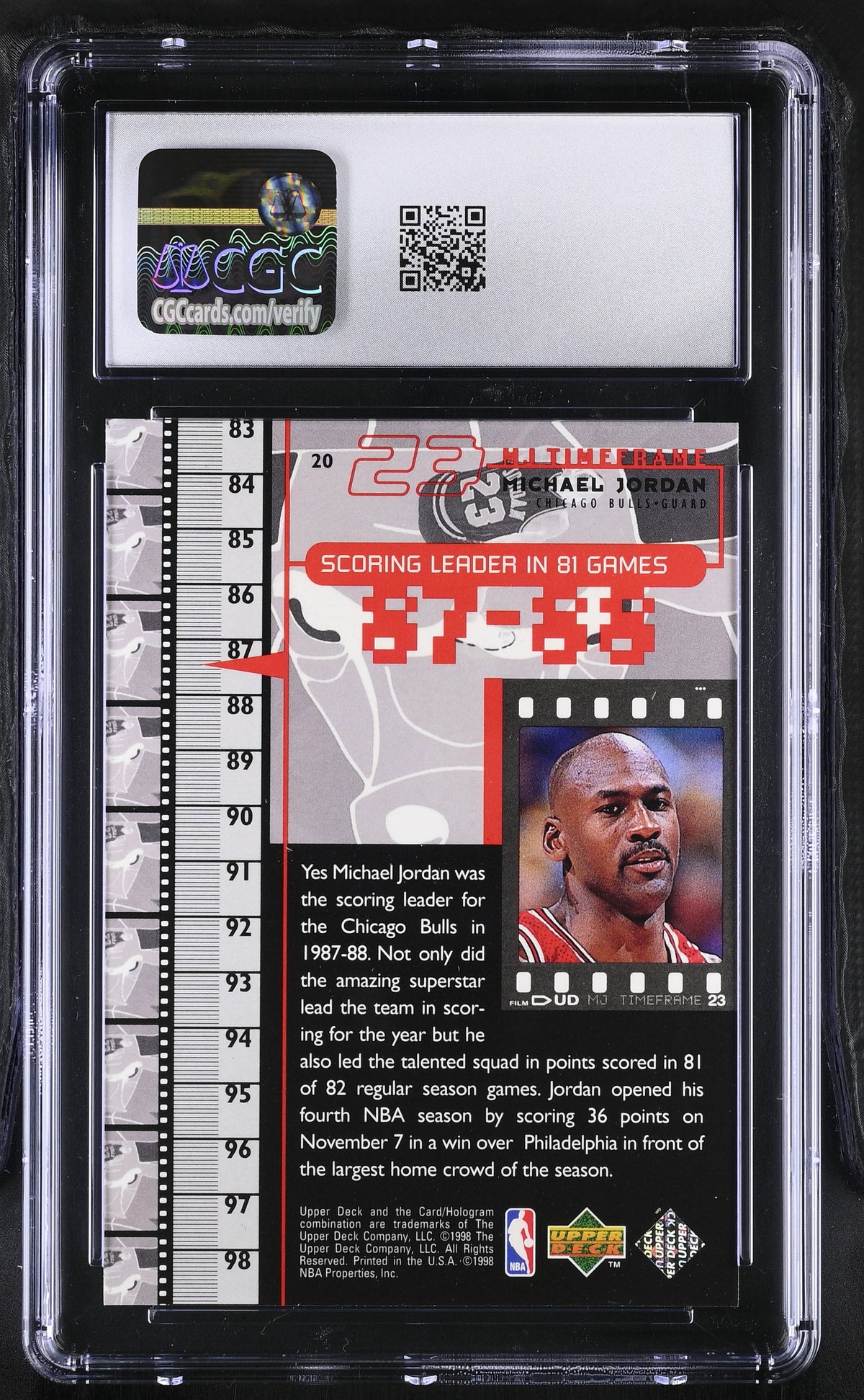 1998 Upper Deck MJ Living Legend Michael Jordan #20 CGC 9 Chicago Bulls