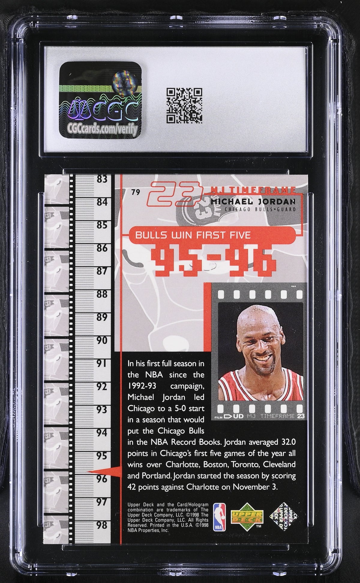 1998 Upper Deck MJ Living Legend Michael Jordan #79 CGC 9 Chicago Bulls