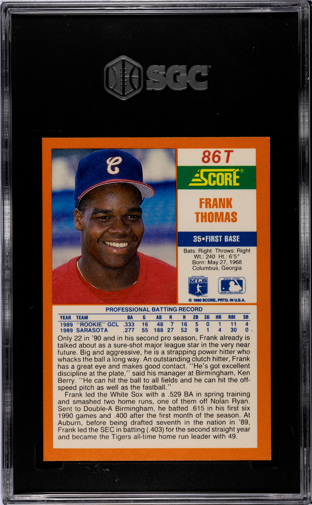 1990 Score Traded Frank Thomas #86T SGC 8.5