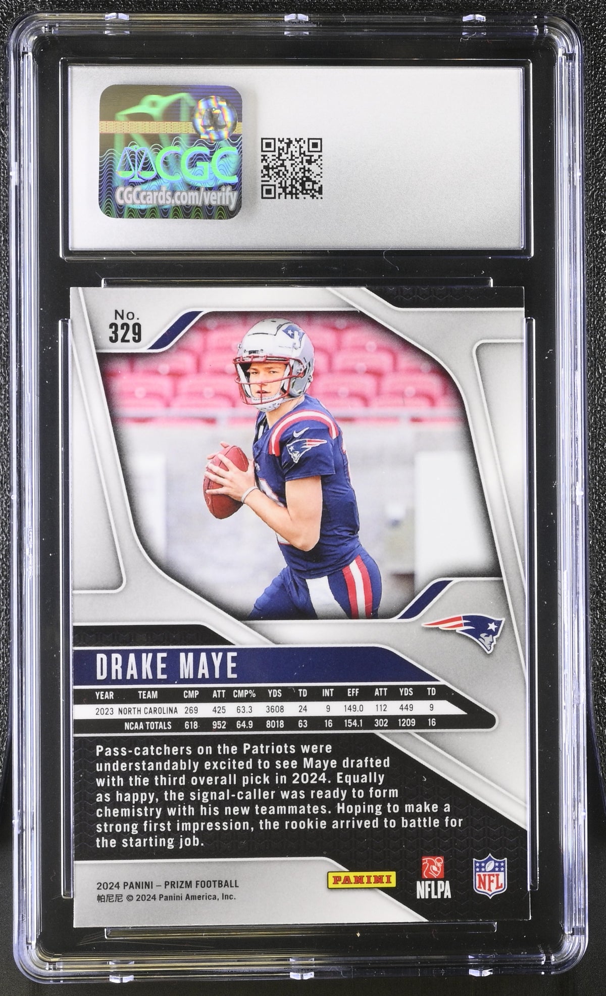 2024 Panini Prizm Drake Maye Rookie #329 CGC 9 New England Patriots