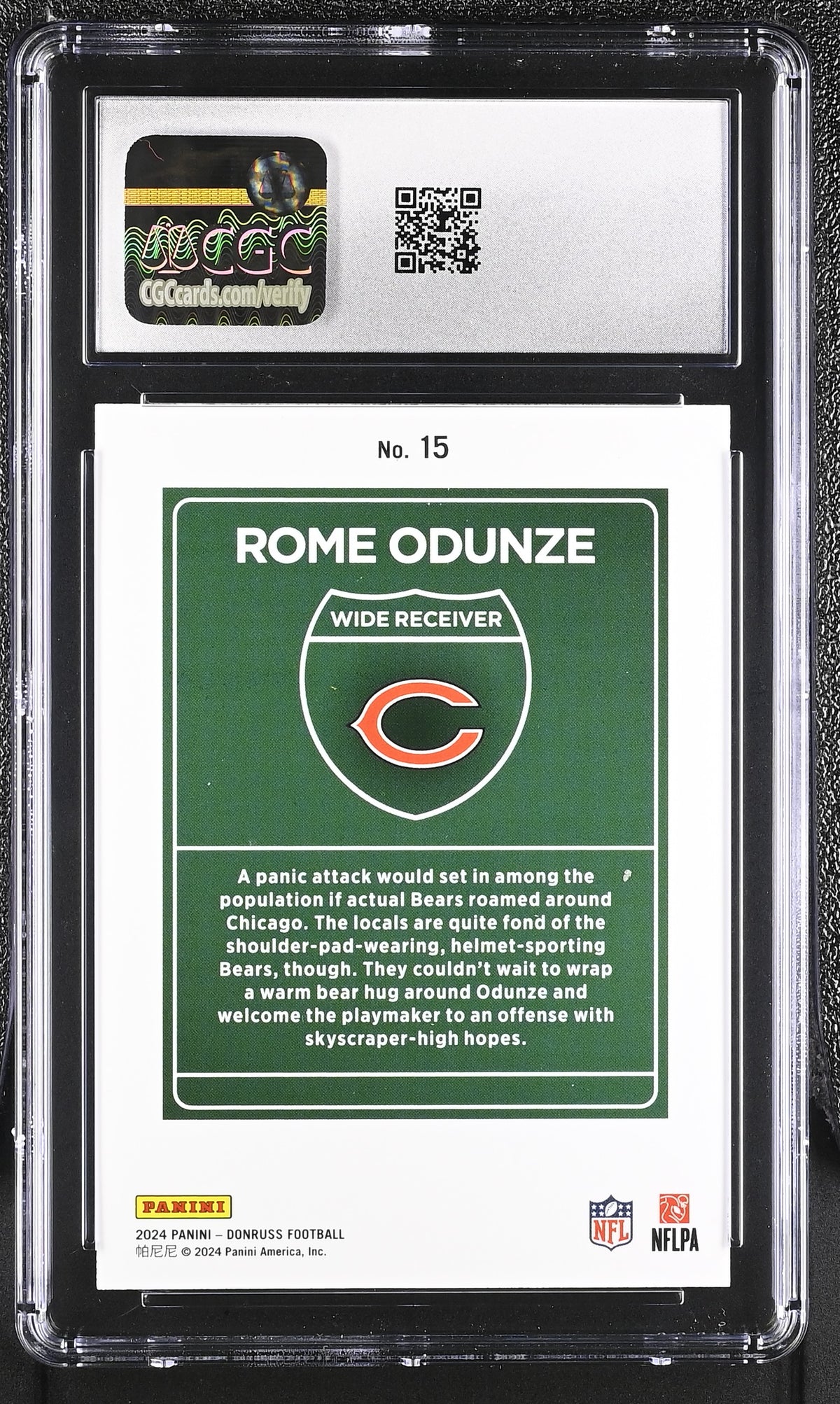 2024 Donruss Rome Odunze Rookie Downtown #15 CGC 10 Chicago Bears