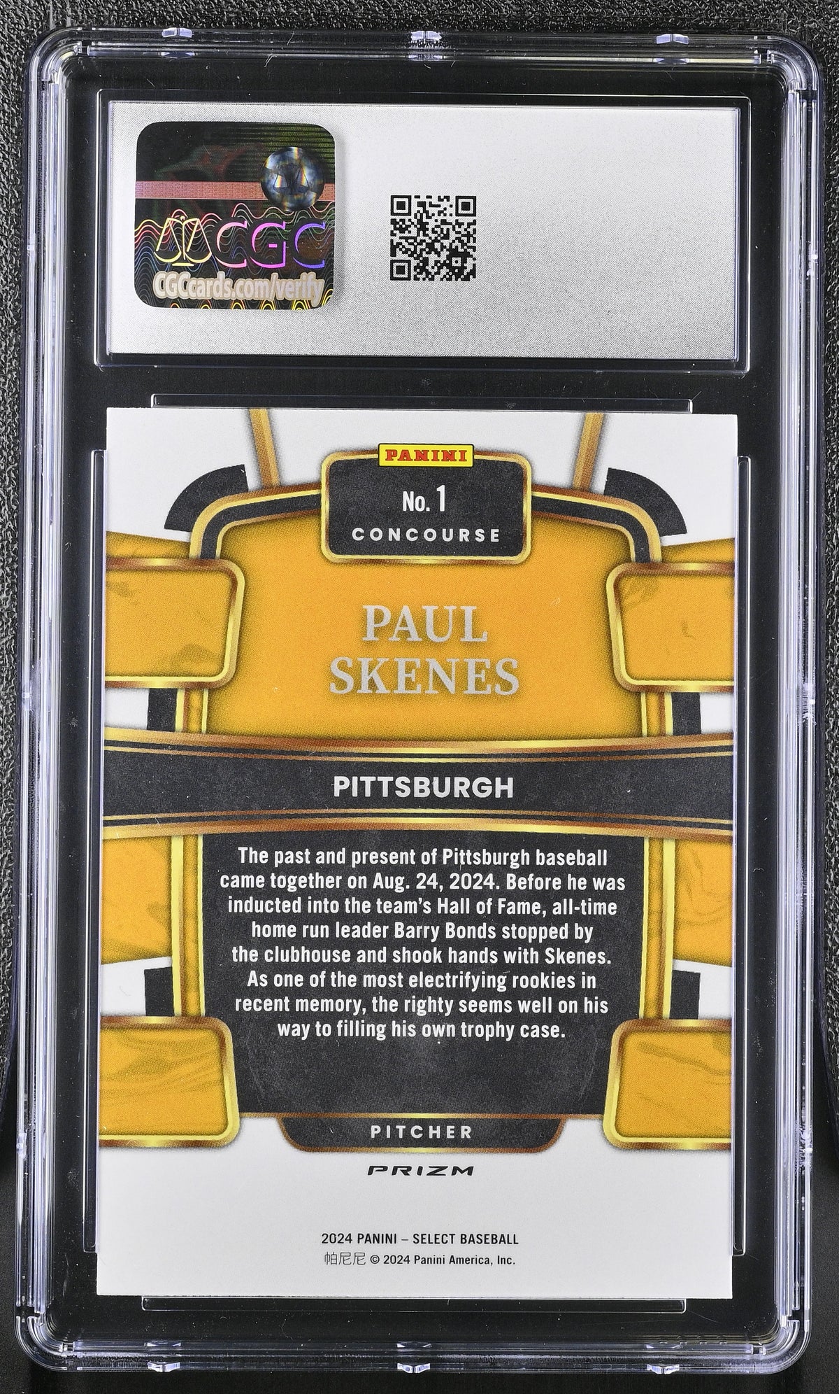 2024 Panini Select Paul Skenes Orange Flash Rookie #1 CGC 10 Pittsburgh Pirates