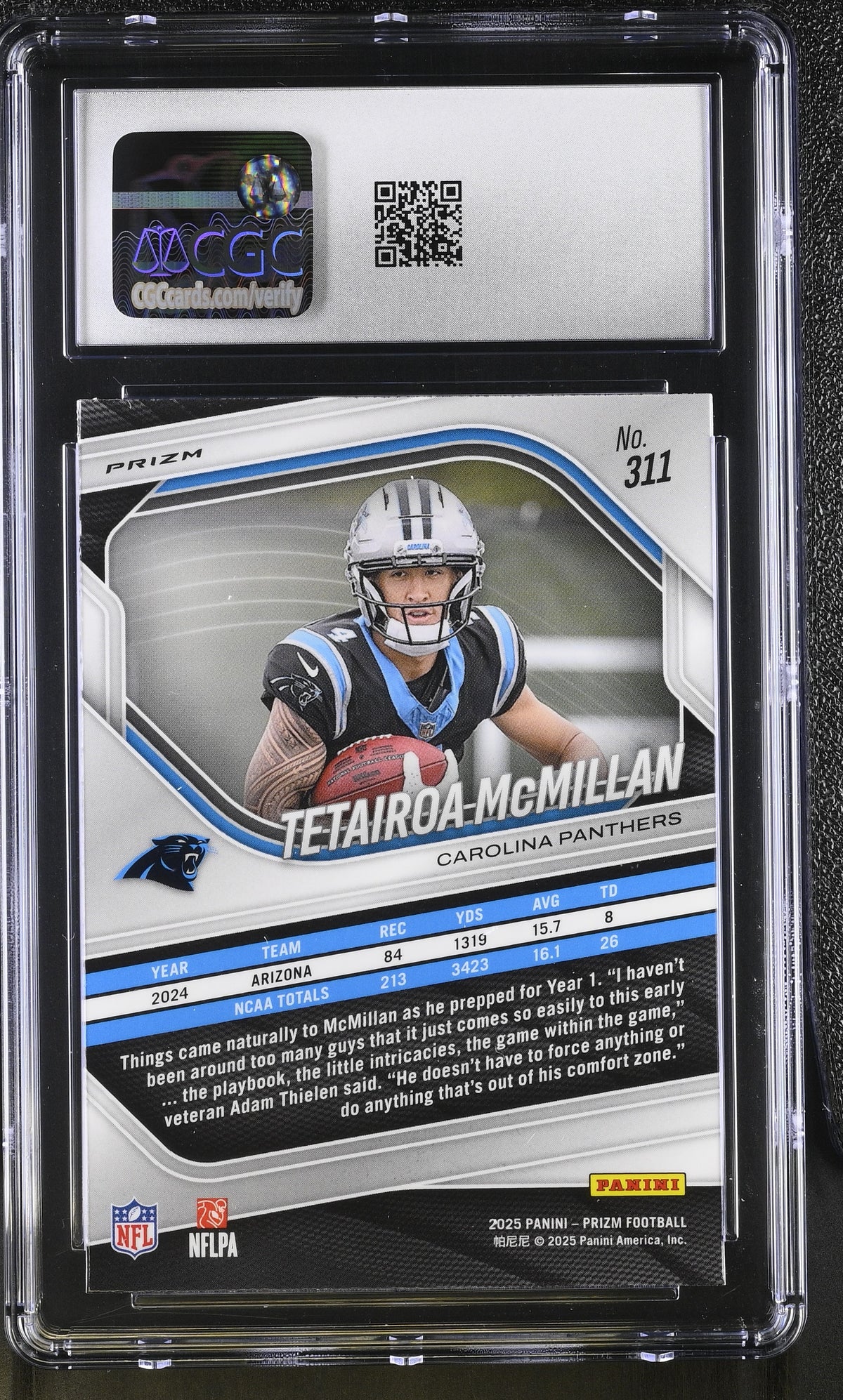 2025 Prizm Tetairoa McMillan Neon Green Pulsar Rookie #311 CGC 9.5 Panthers