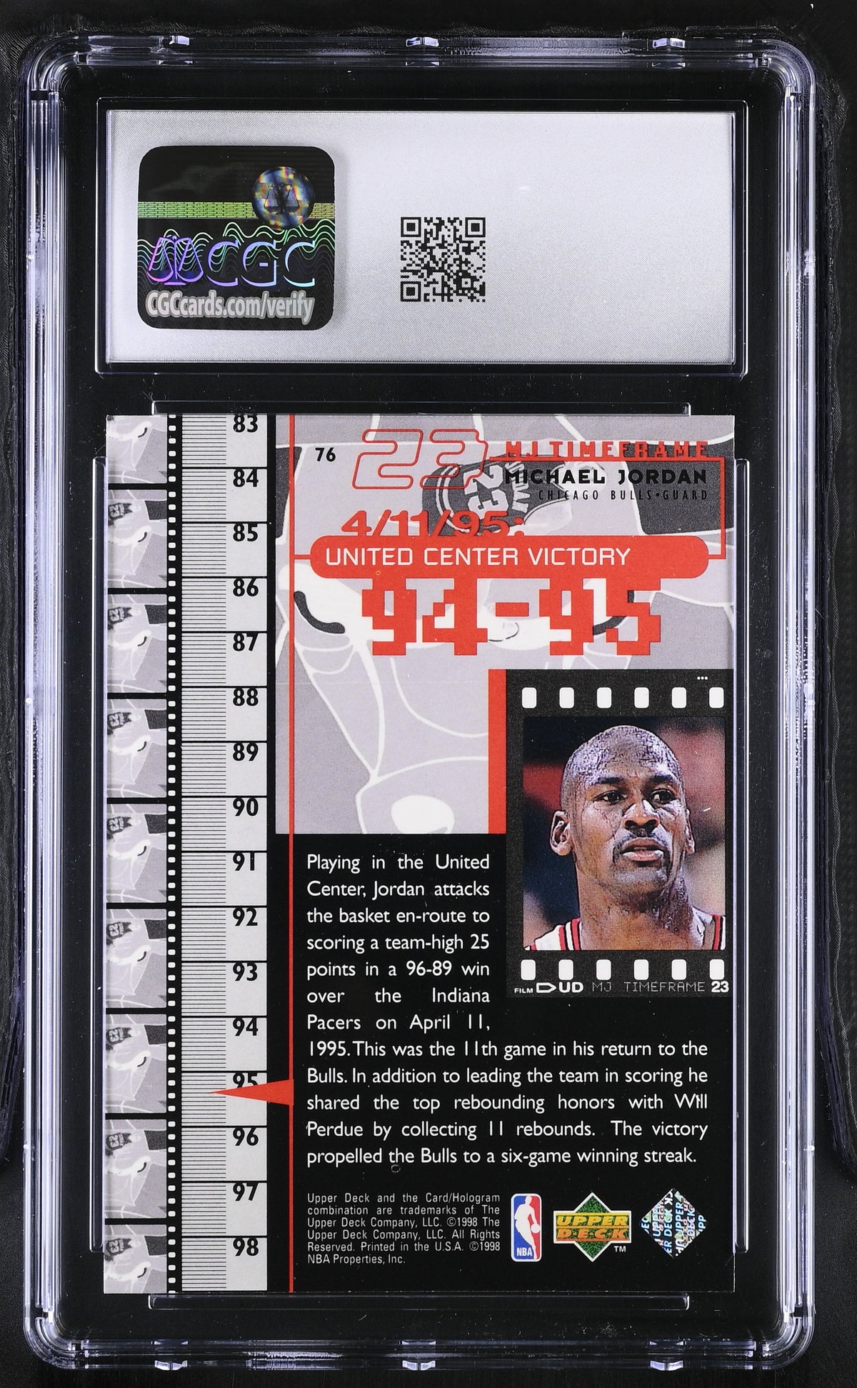 1998 Upper Deck MJ Living Legend Michael Jordan #76 CGC 9 Chicago Bulls