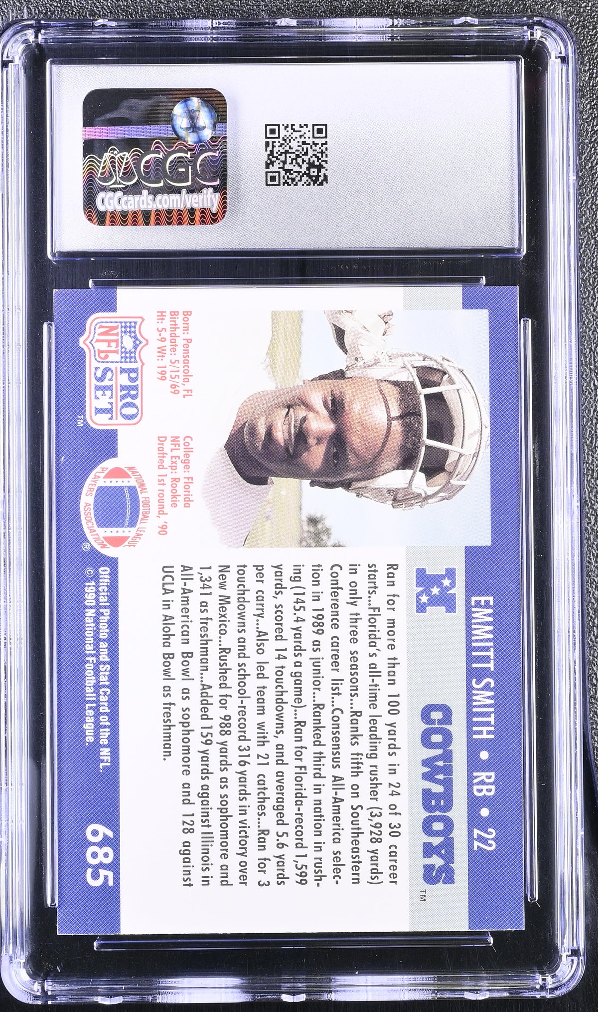 1990 Pro Set Emmitt Smith Rookie #685 CGC 9 Dallas Cowboys