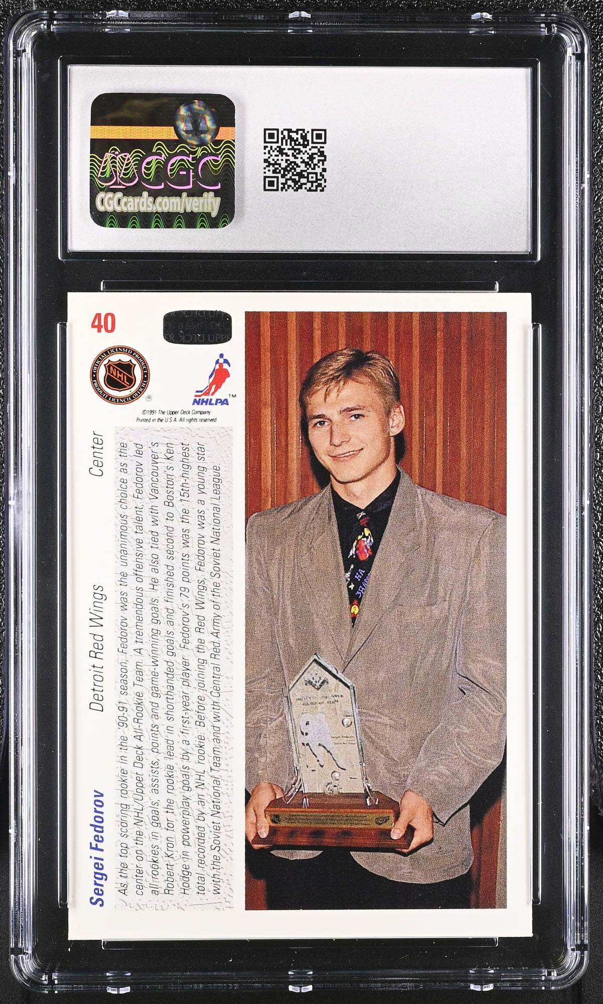 1991-92 Upper Deck Sergei Fedorov All-Rookie Team Rookie #40 CGC 9.5 Red Wings