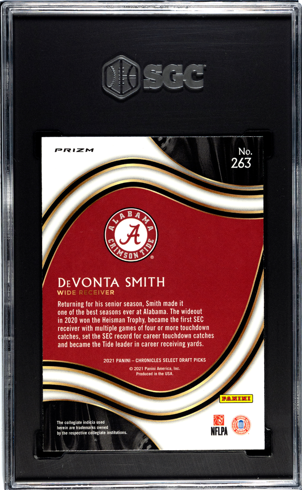 2021 Chronicles Draft Picks Devonta Smith Select Silver Rookie 263 SGC 7 Alabama