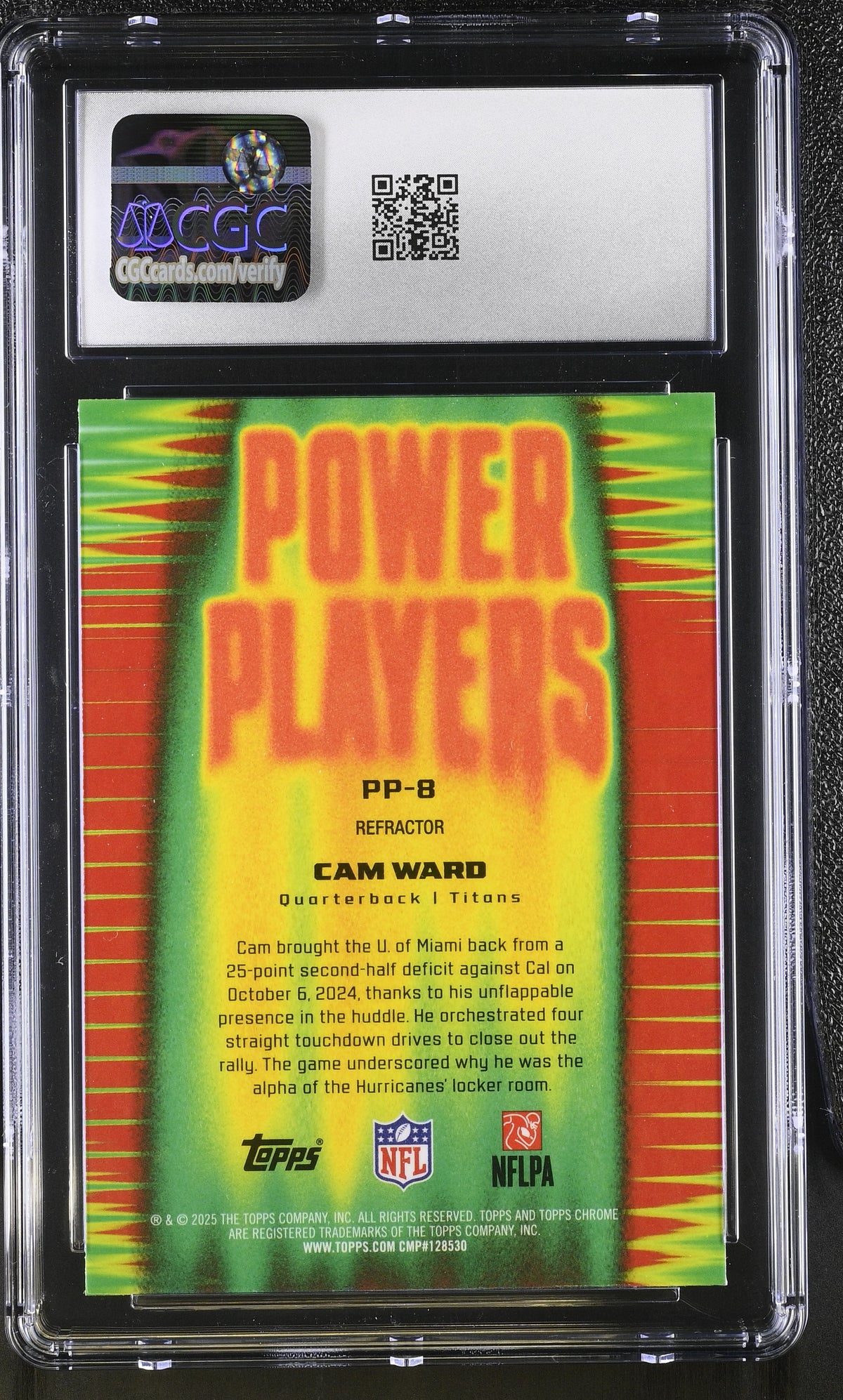 2025 Topps Chrome Cam Ward Refractor Rookie Power Players #PP-8 CGC 10 Titans