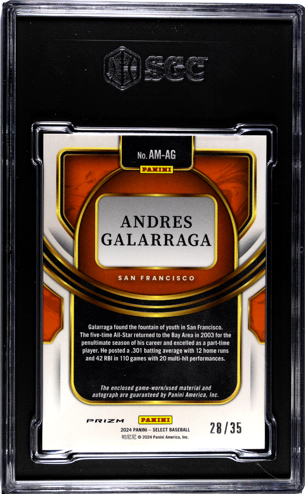 2024 Panini Select Andres Galarraga Patch Auto Blue /35 #AM-AG SGC 9.5 Giants