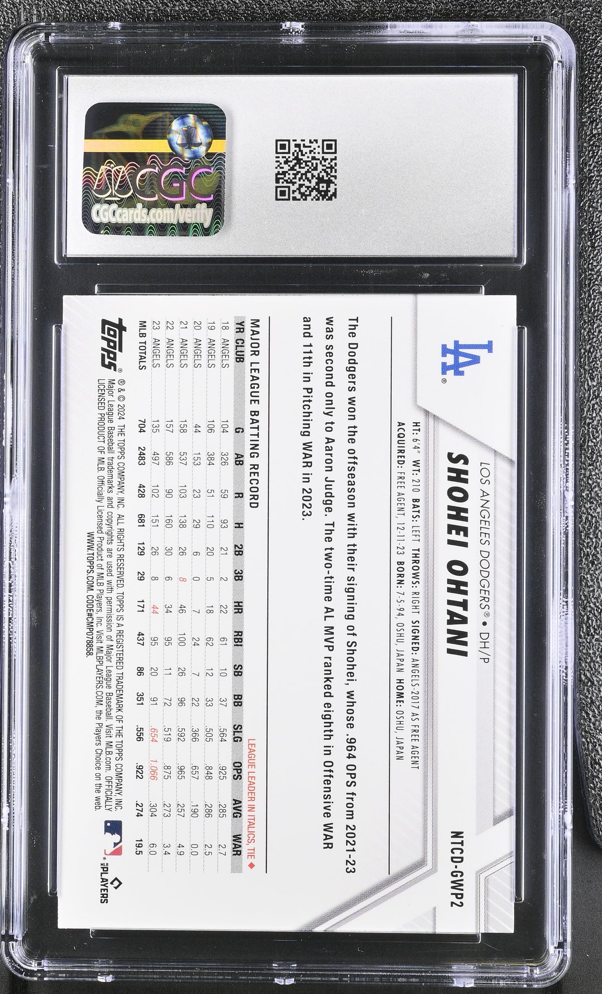 2024 Topps National Trading Card Day Shohei Ohtani #NTCD-GWP2 CGC 10 Dodgers