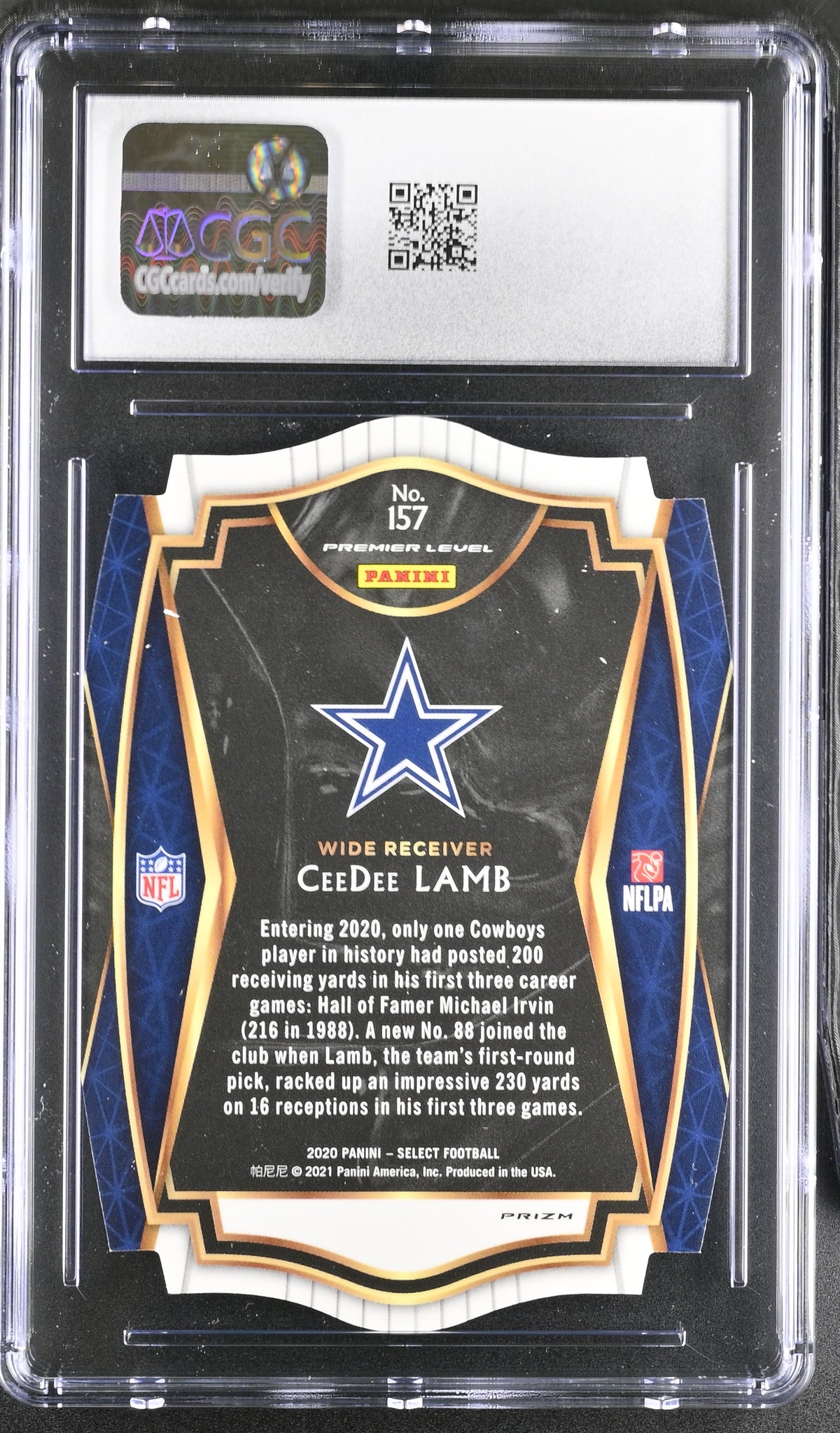2020 Panini Select CeeDee Lamb Blue Die-Cut Rookie #157 CGC 10 Dallas Cowboys