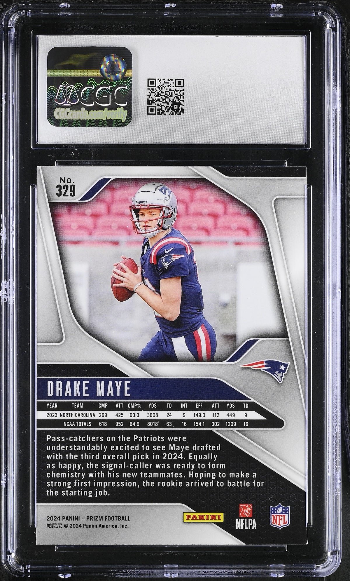 2024 Panini Prizm Drake Maye Rookie #329 CGC 9.5 New England Patriots