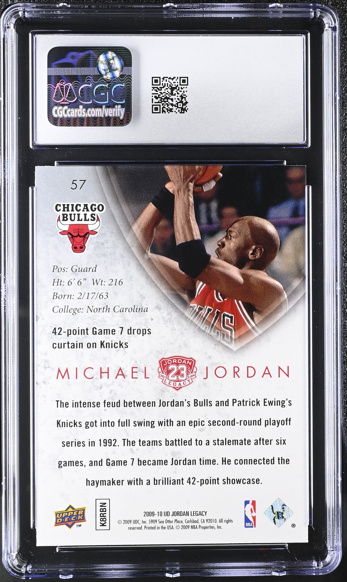 2009-10 Upper Deck Jordan Legacy Hof Michael Jordan #57 CGC 10 Chicago Bulls
