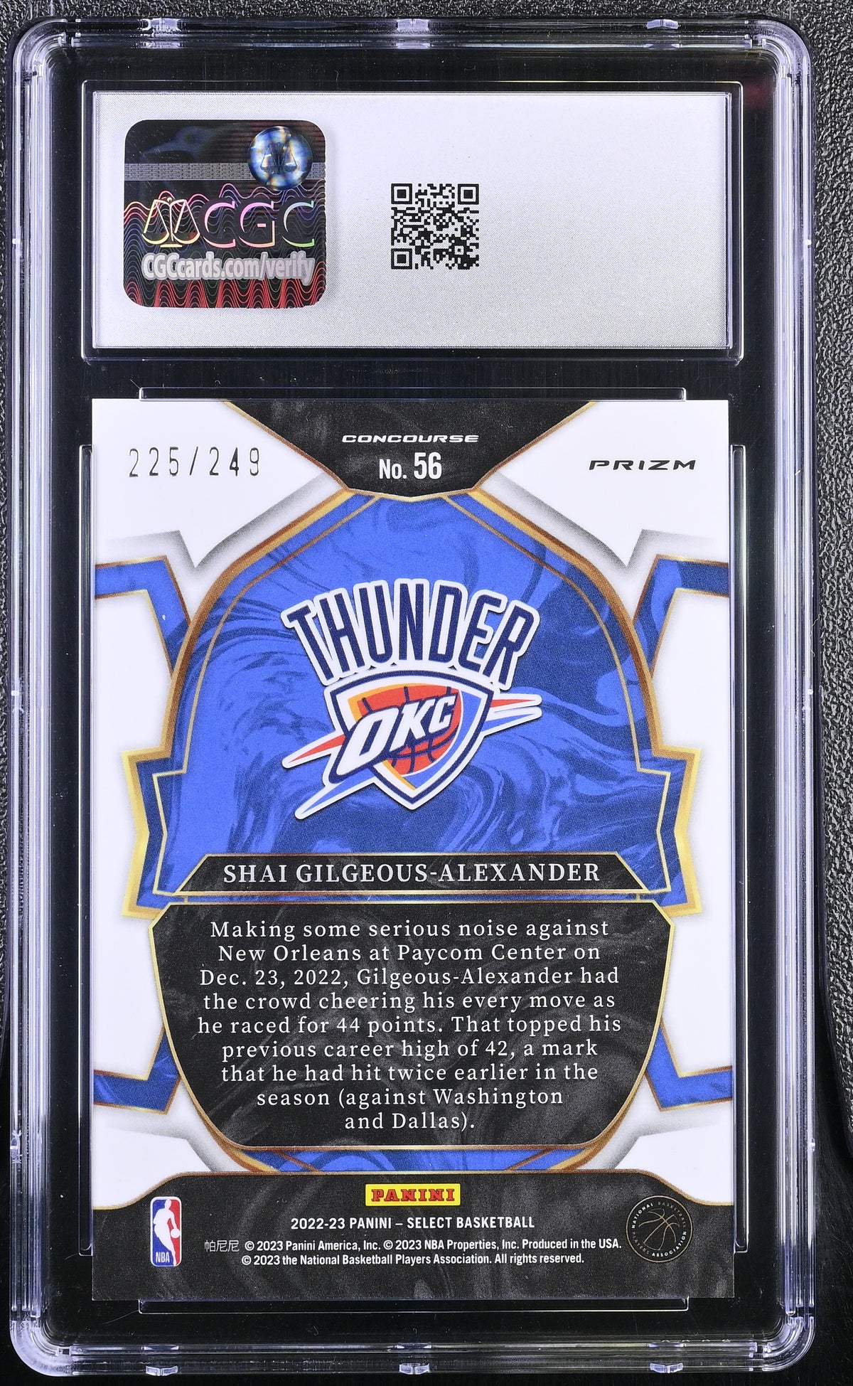 2022-23 Panini Select Shai Gilgeous-Alexander Blue Scope /249 #56 CGC 10 Thunder