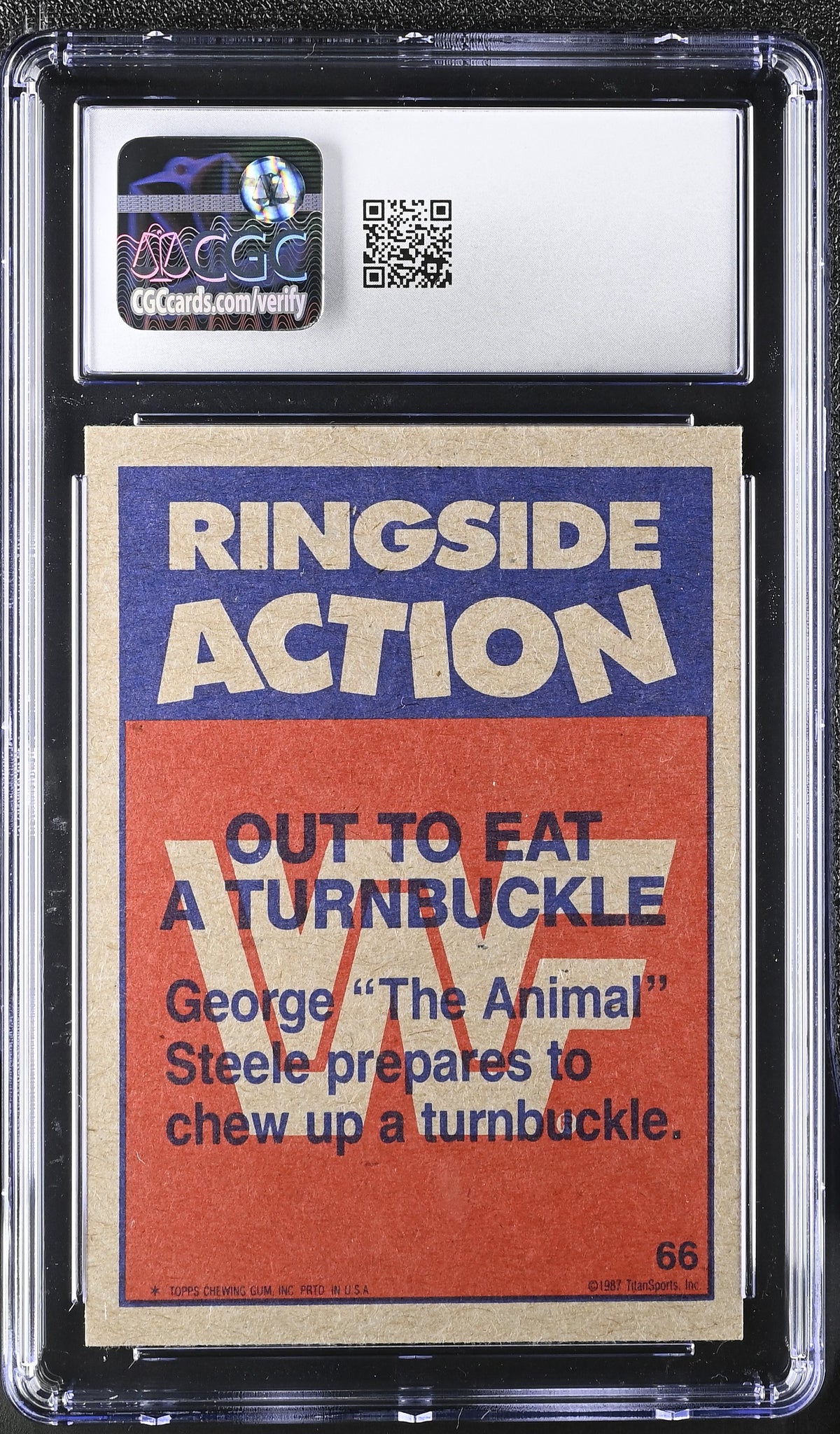 1987 Topps WWF Out to Eat a Turnbuckle George "The Animal" Steele #66 CGC 9