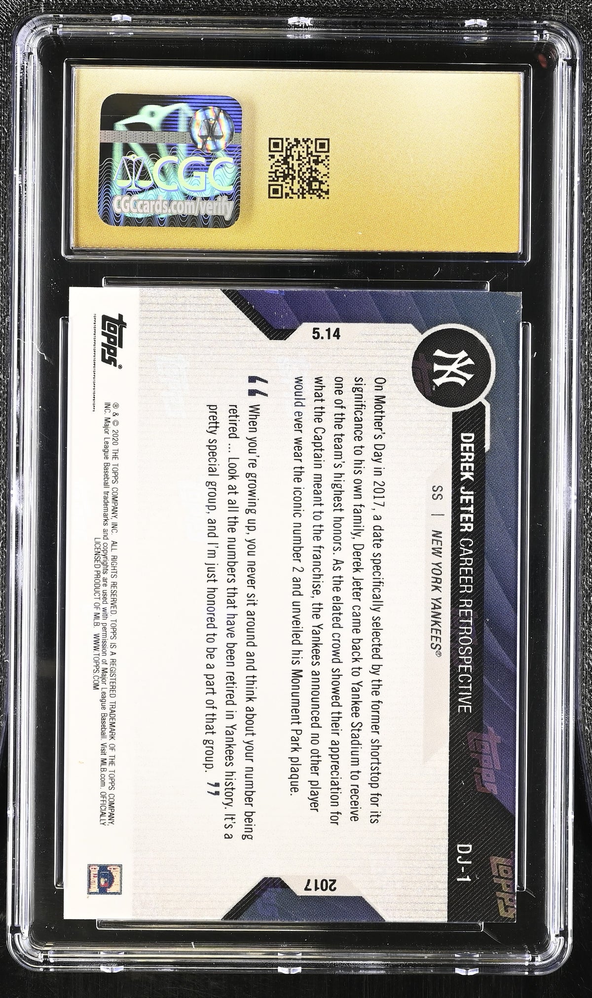 2020 Topps Now Chrome Derek Jeter Career Retrospective #DJ-1 CGC 10 Pristine