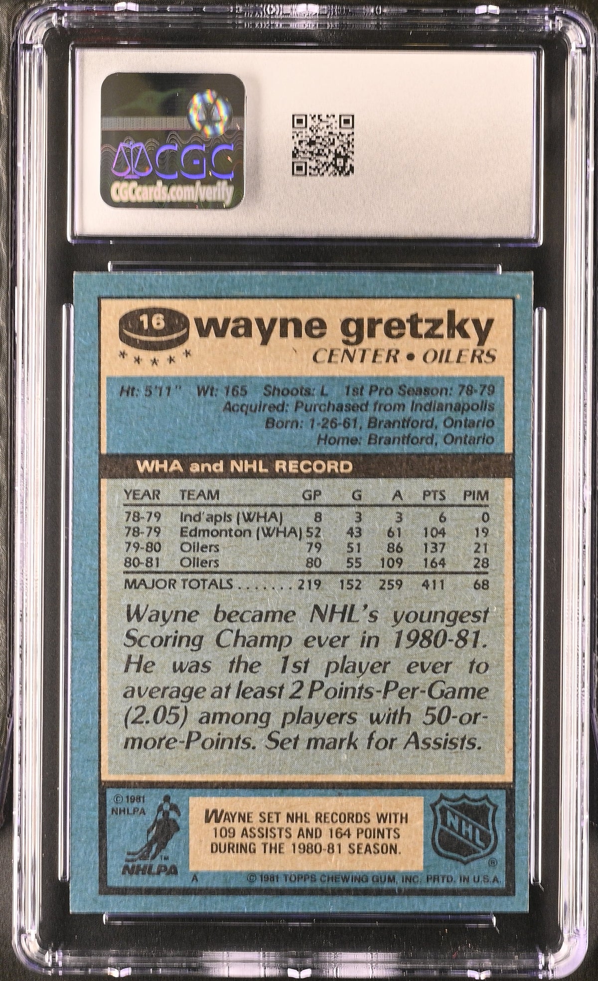 1981-82 Topps Wayne Gretzky #16 CGC 8 Edmonton Oilers