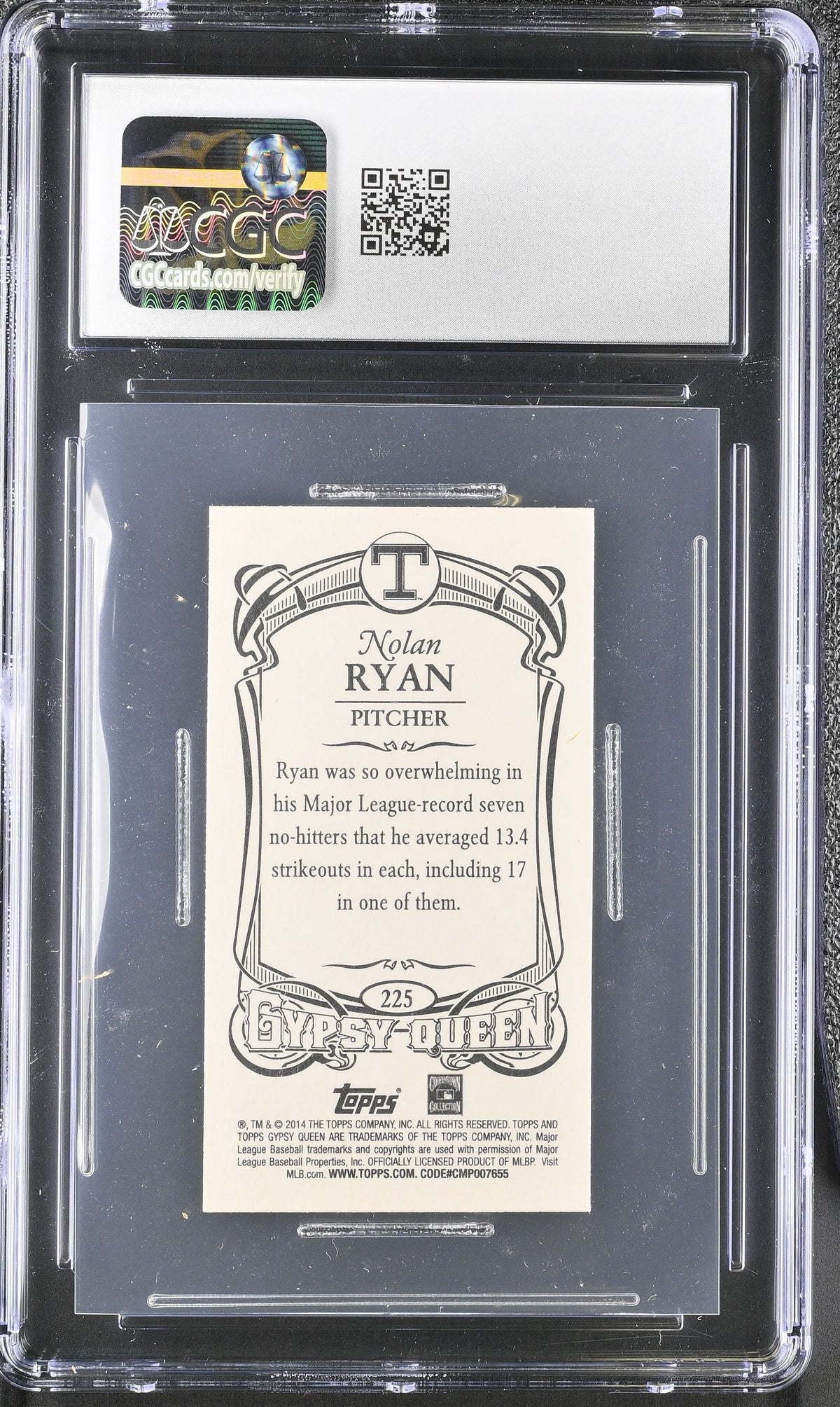 2014 Topps Gypsy Queen Nolan Ryan Mini #225 CGC 10 Texas Rangers