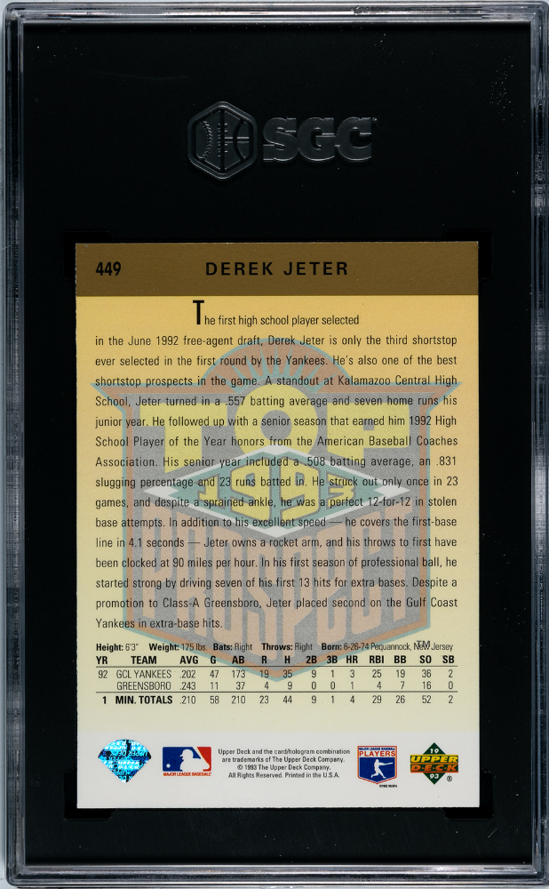 1993 Upper Deck Derek Jeter #449 SGC 8