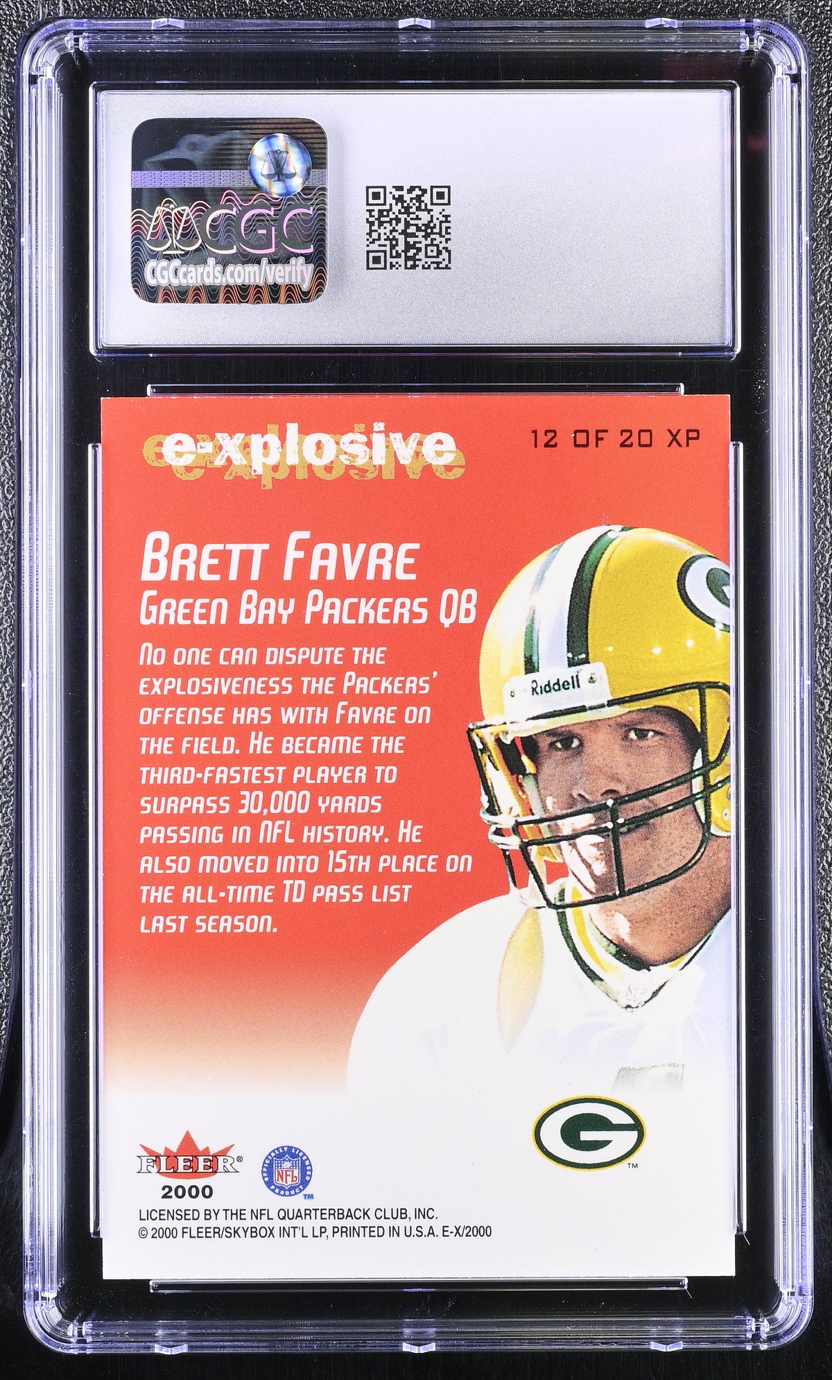 2000 Fleer E-X Brett Favre E-Xplosive #12XP CGC 9.5 Green Bay Packers