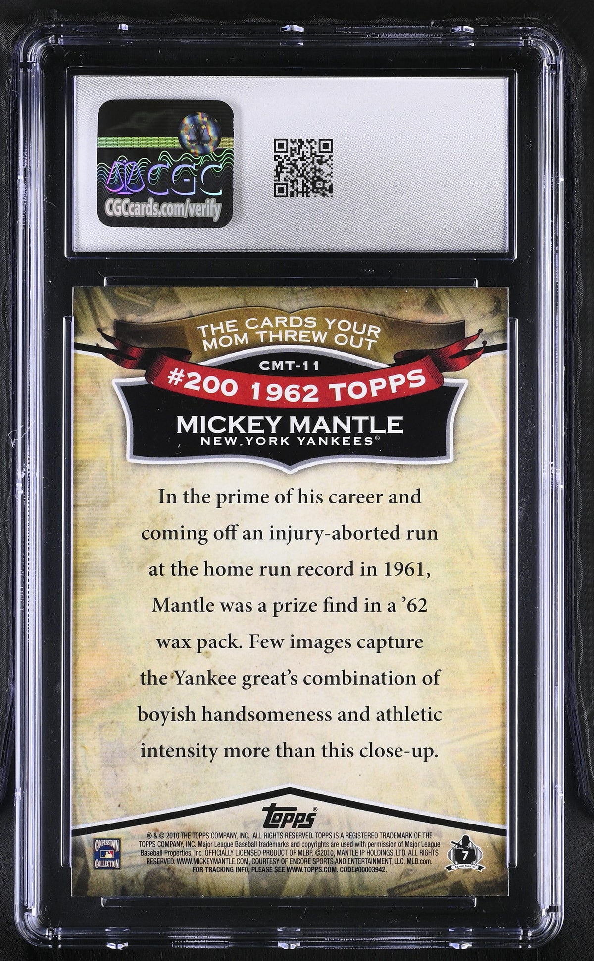 2010 Topps Mickey Mantle Cards Your Mom Threw Out #CMT-11 CGC 9.5 Yankees